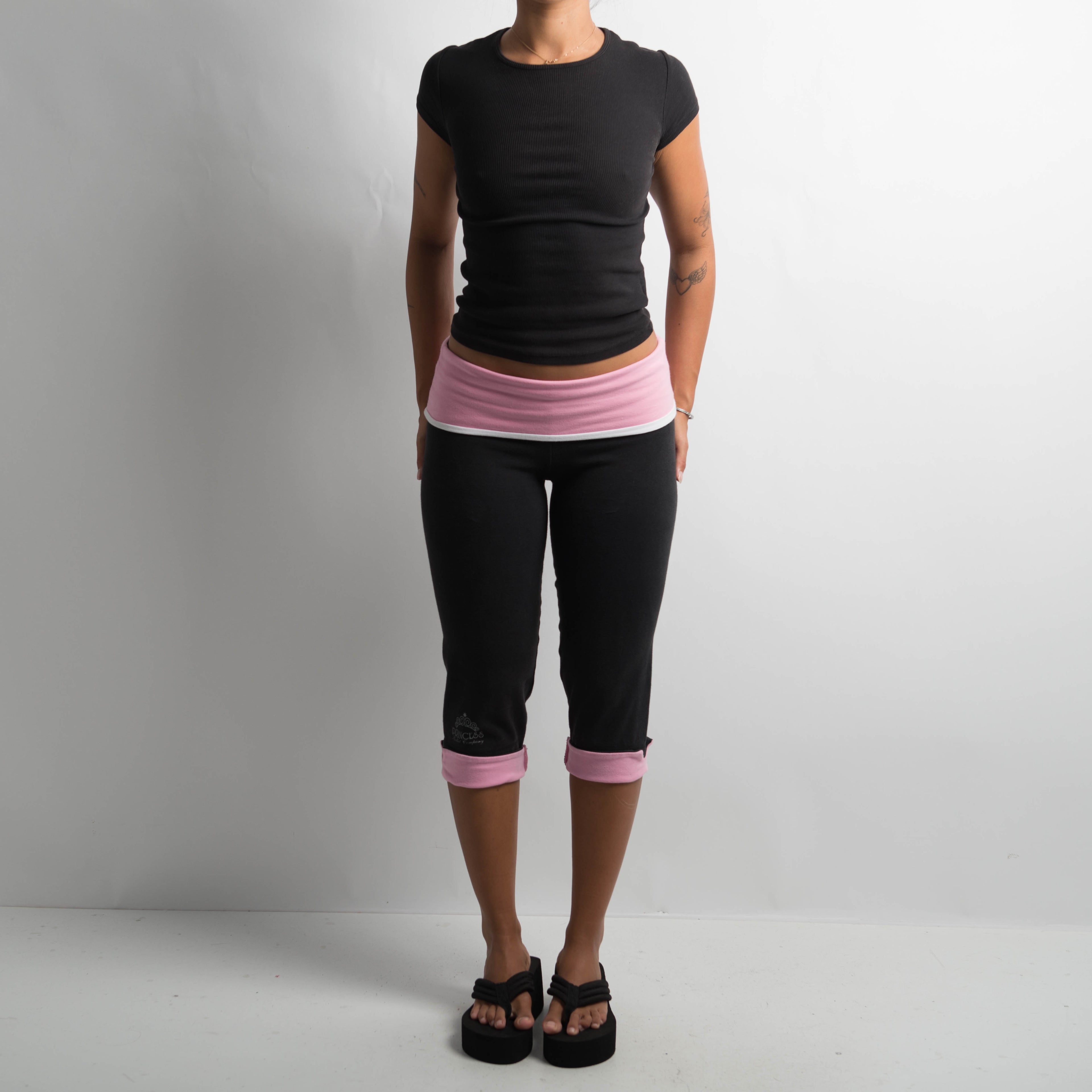 PINK FOLD OVER CAPRI LEGGINGS