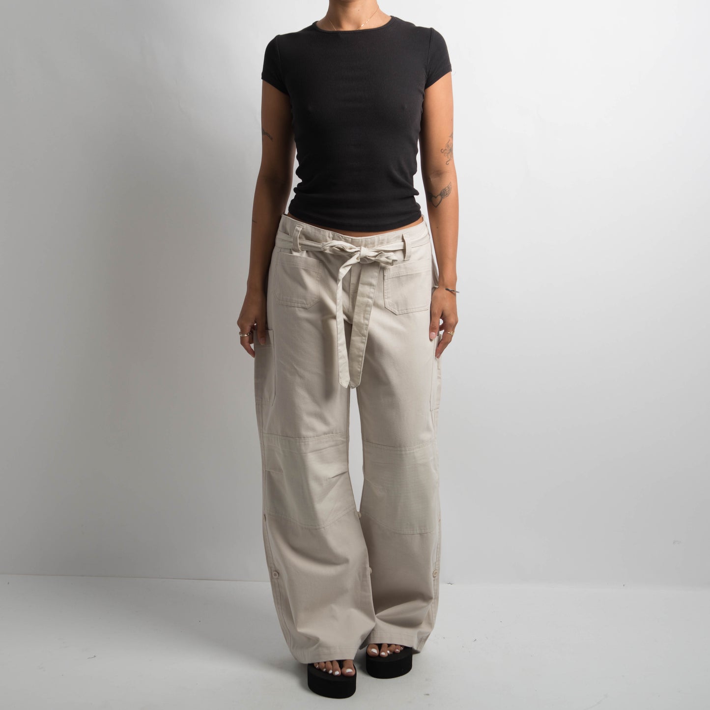 CREAM CARGO PANTS