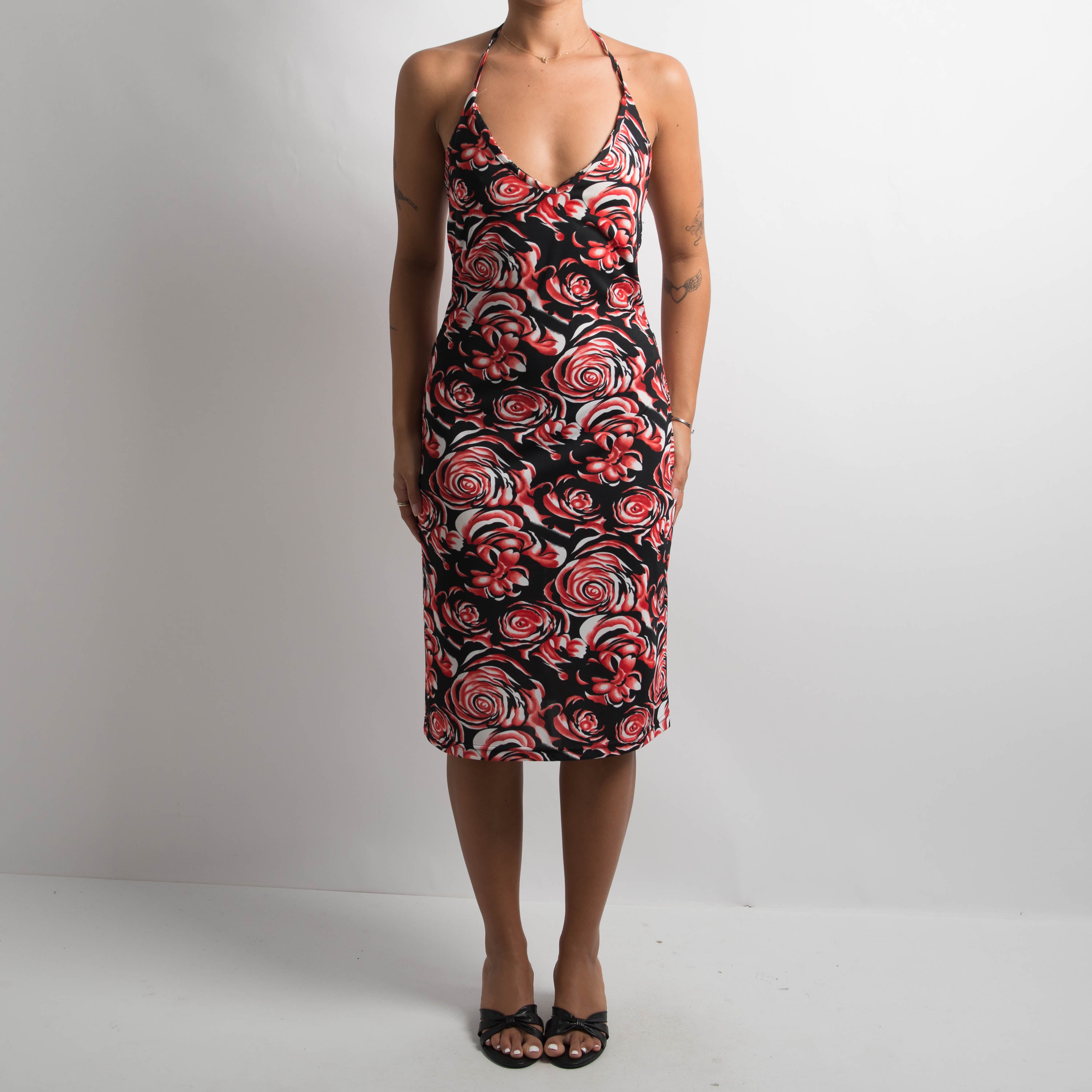 FLORAL HALTER MIDI DRESS