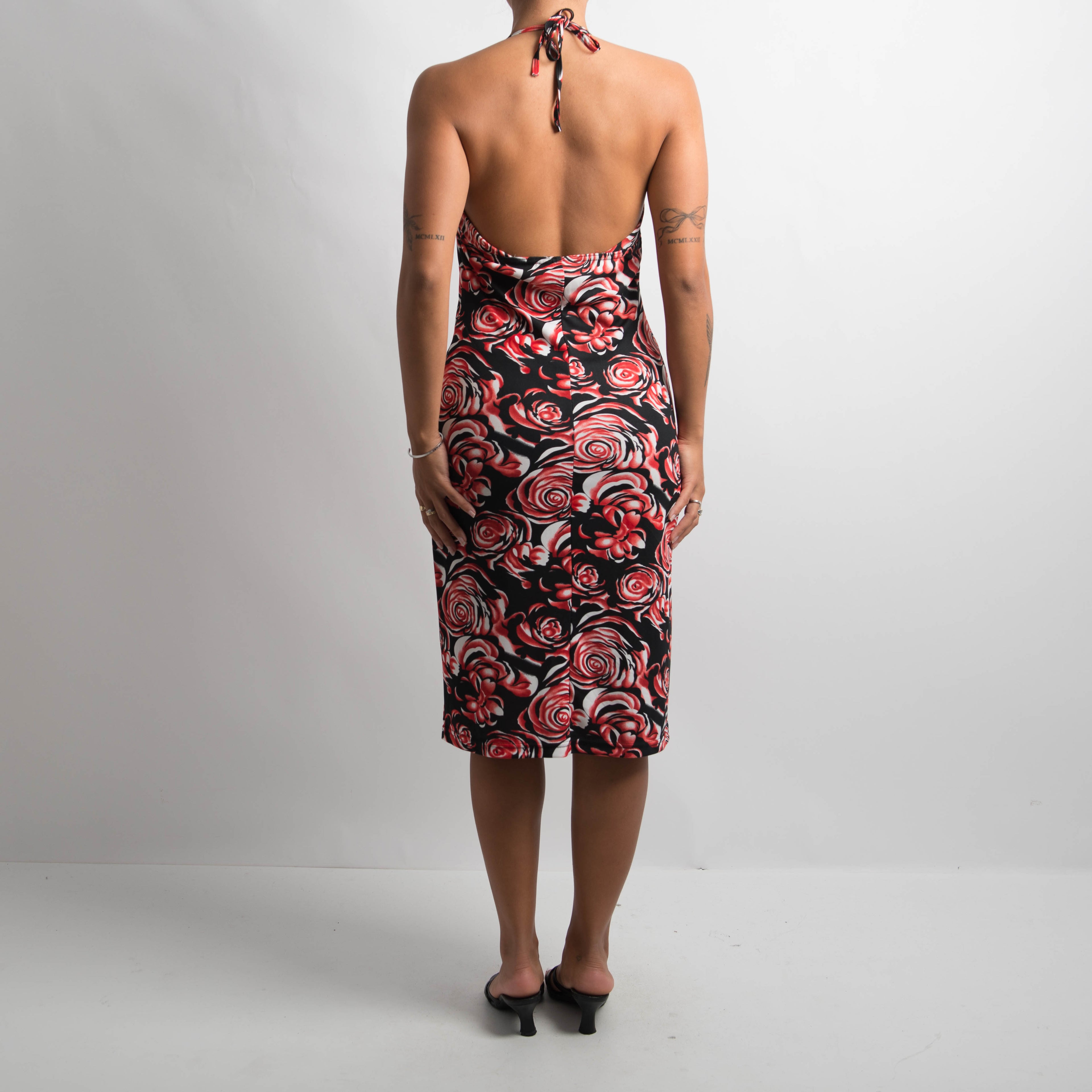 FLORAL HALTER MIDI DRESS