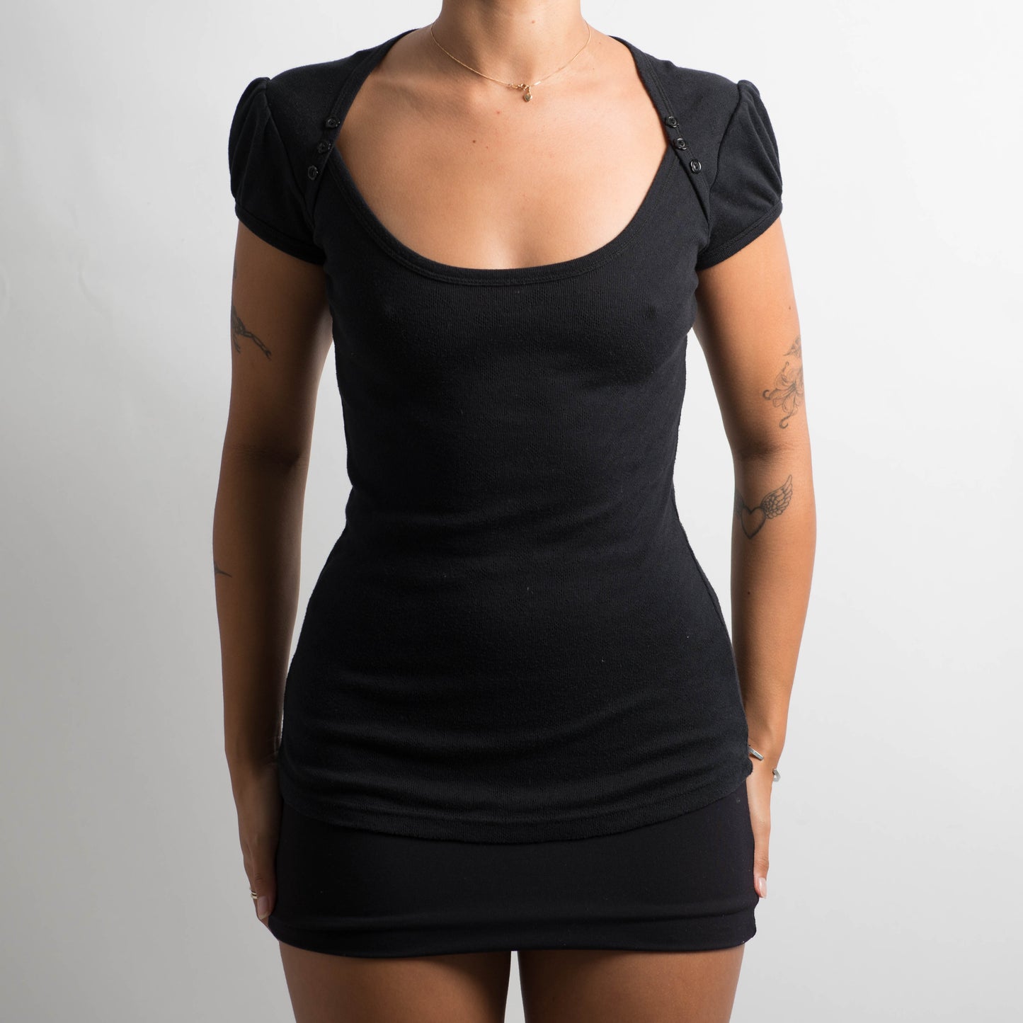 BLACK POINTELLE TOP