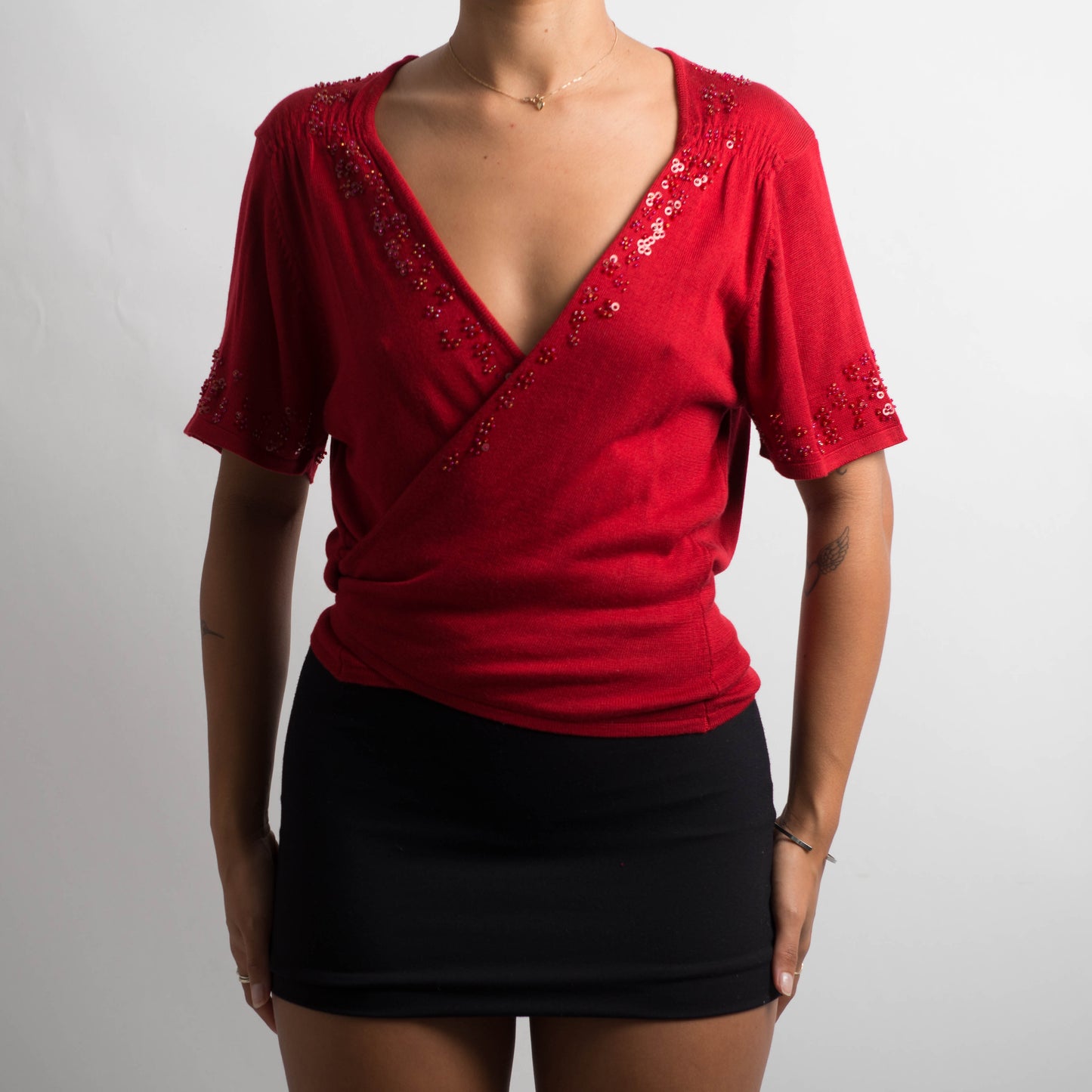 RED TIE FRONT TOP