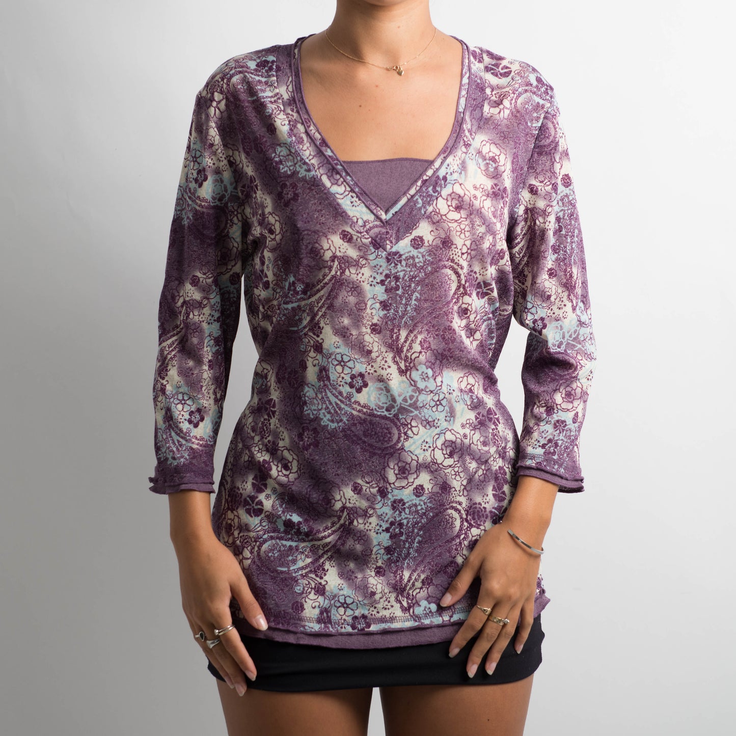 PURPLE MESH PAISLEY TOP