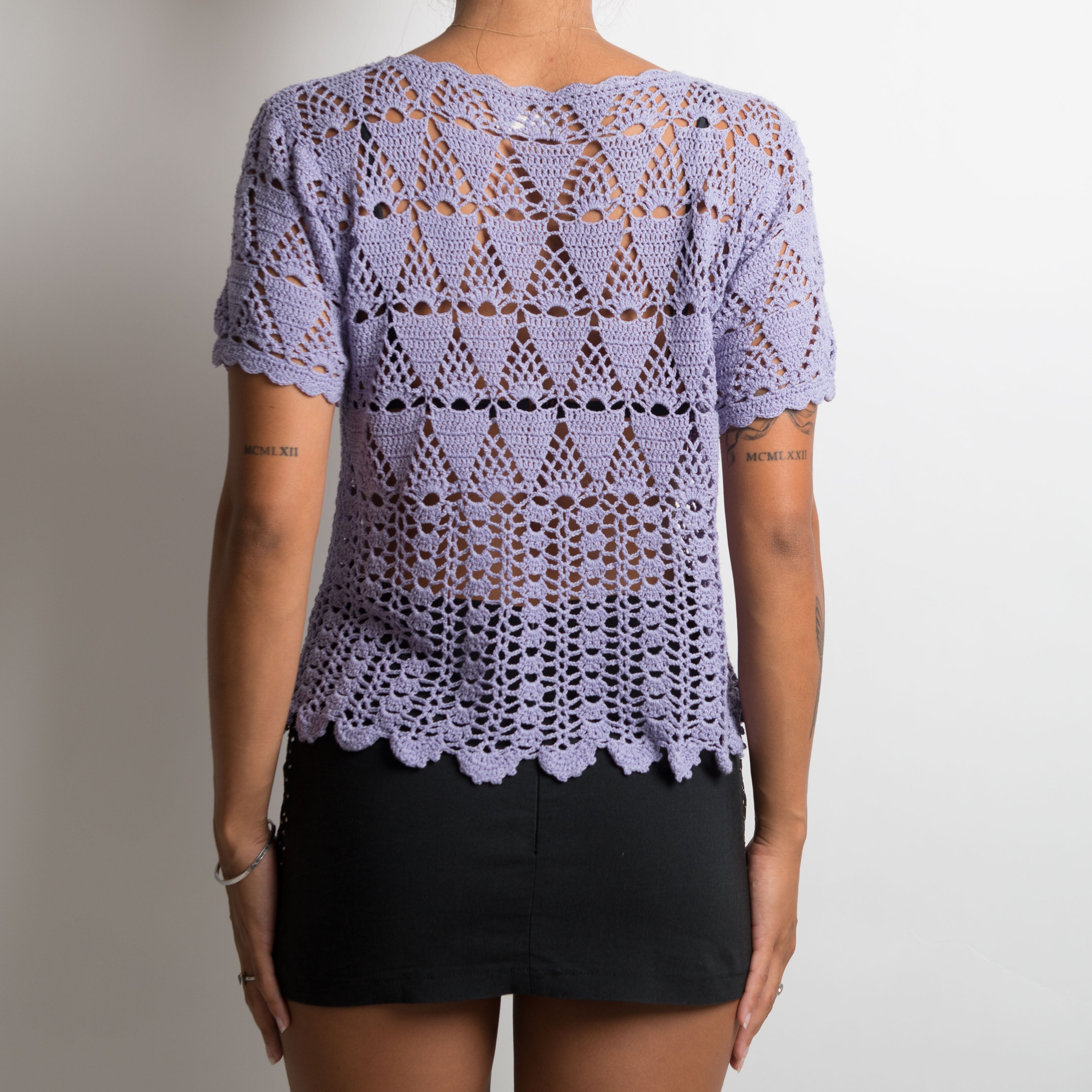 CARDIGAN À MANCHES COURTES AU CROCHET