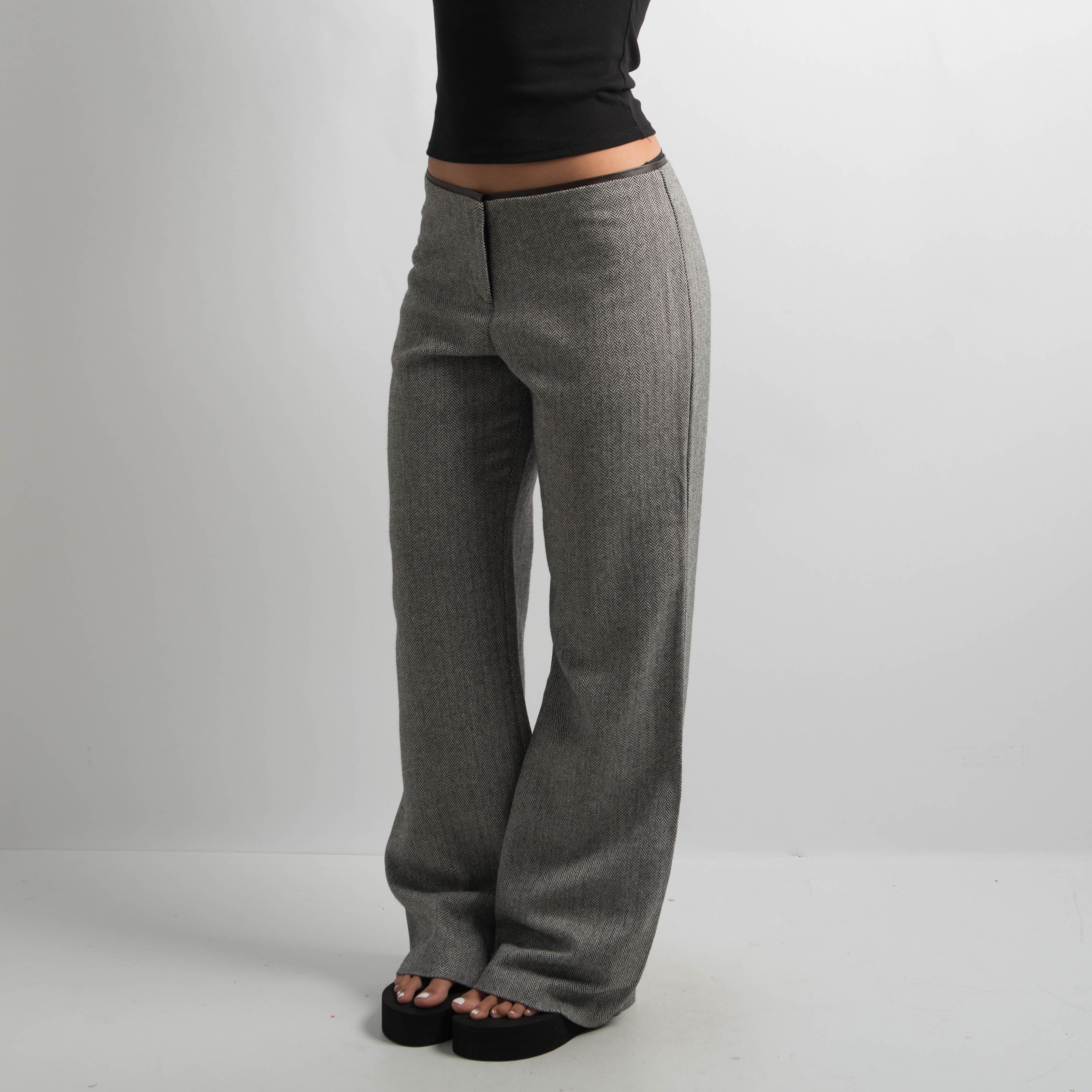 HERRINGBONE WIDE LEG TROUSERS