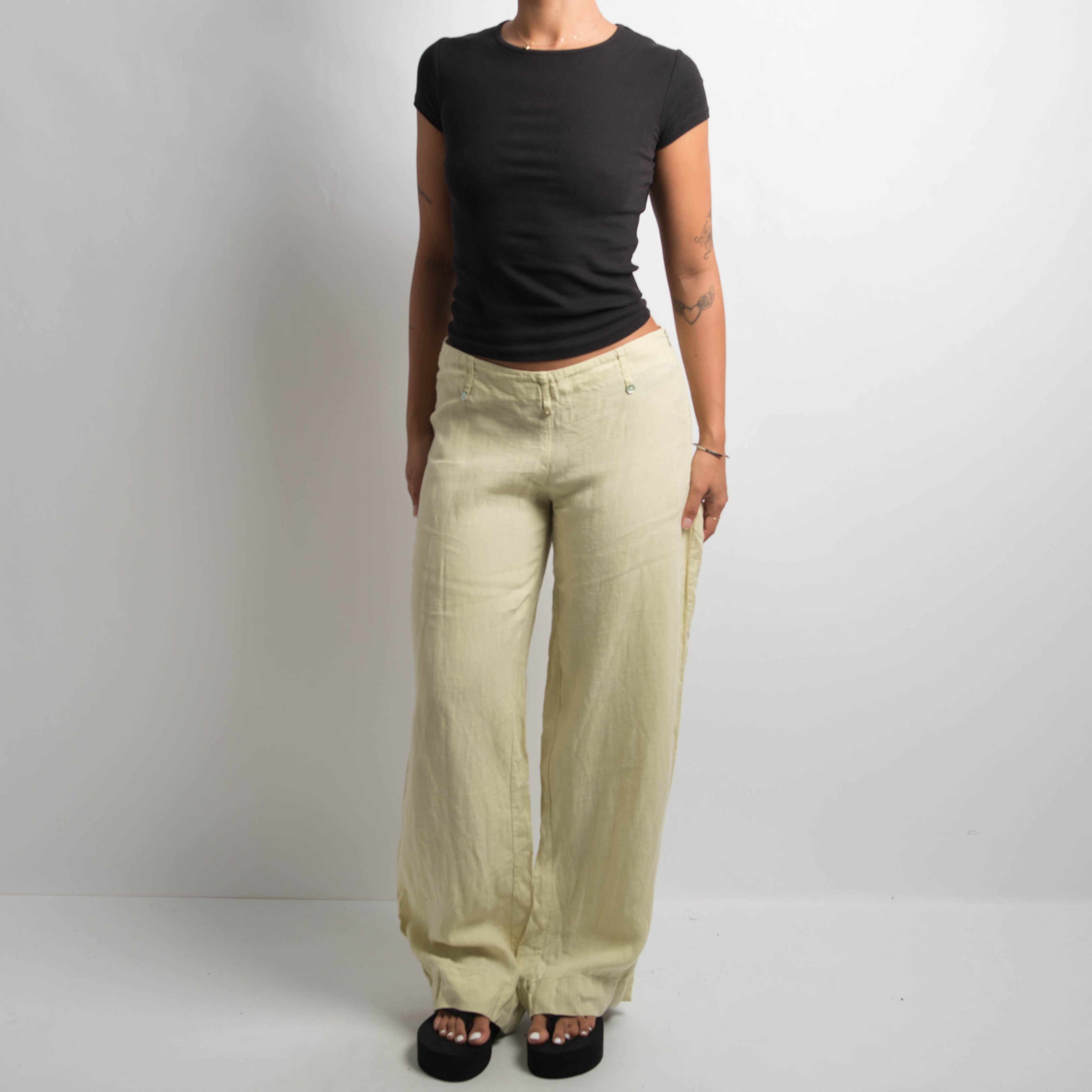 PASTEL LIME LINEN PANTS