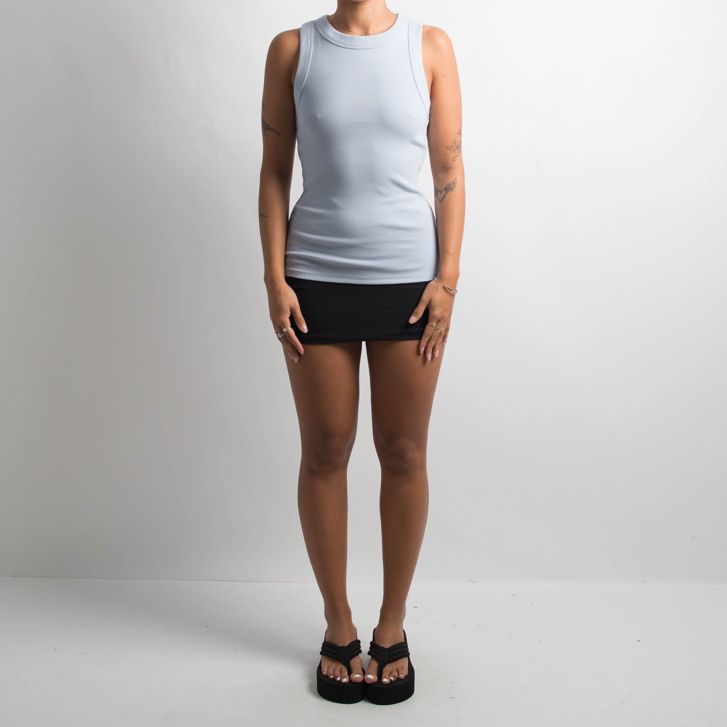 BLUE HIGH NECK TANK TOP