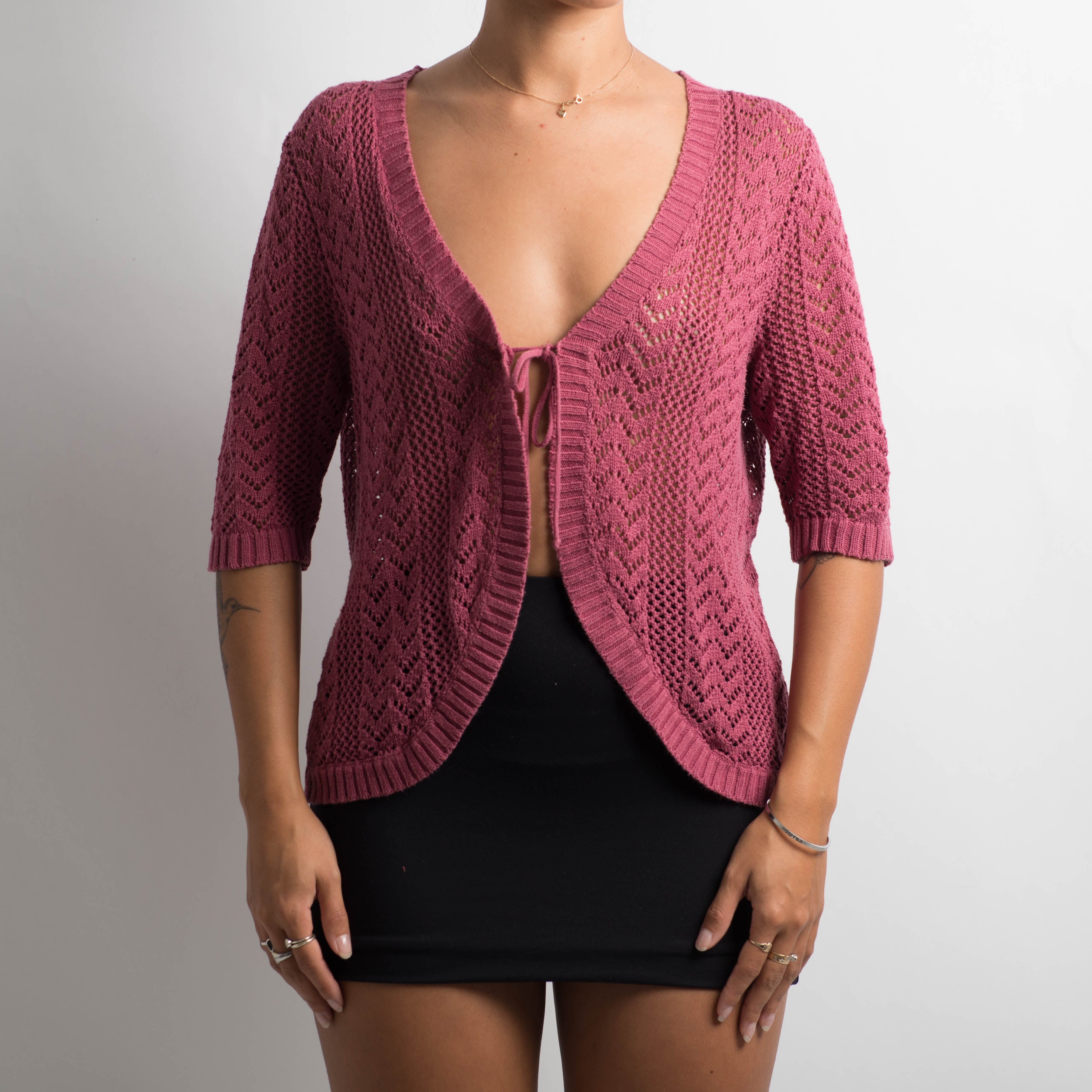 PINK CROCHET TIE TOP