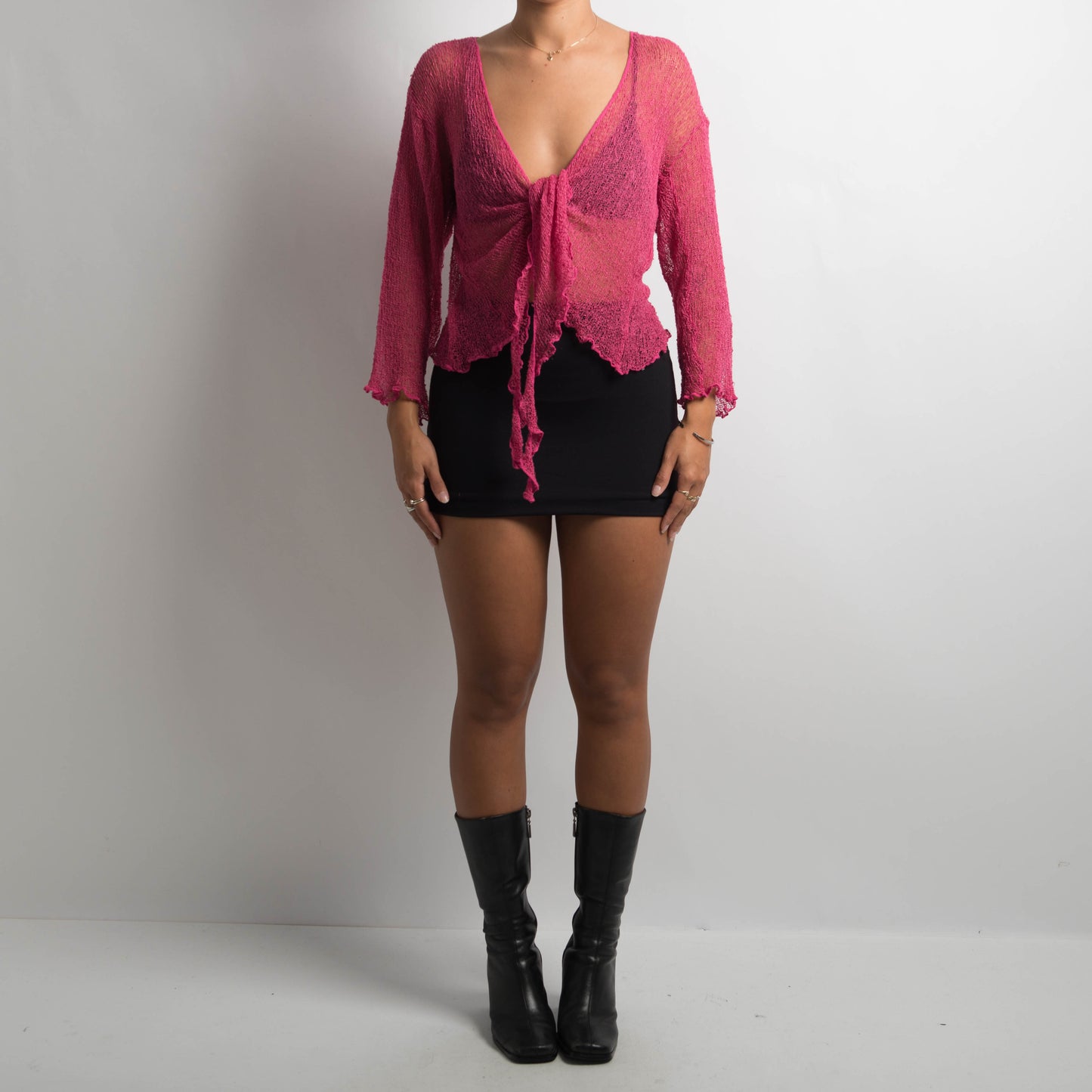 PINK CROCHET WRAP TOP