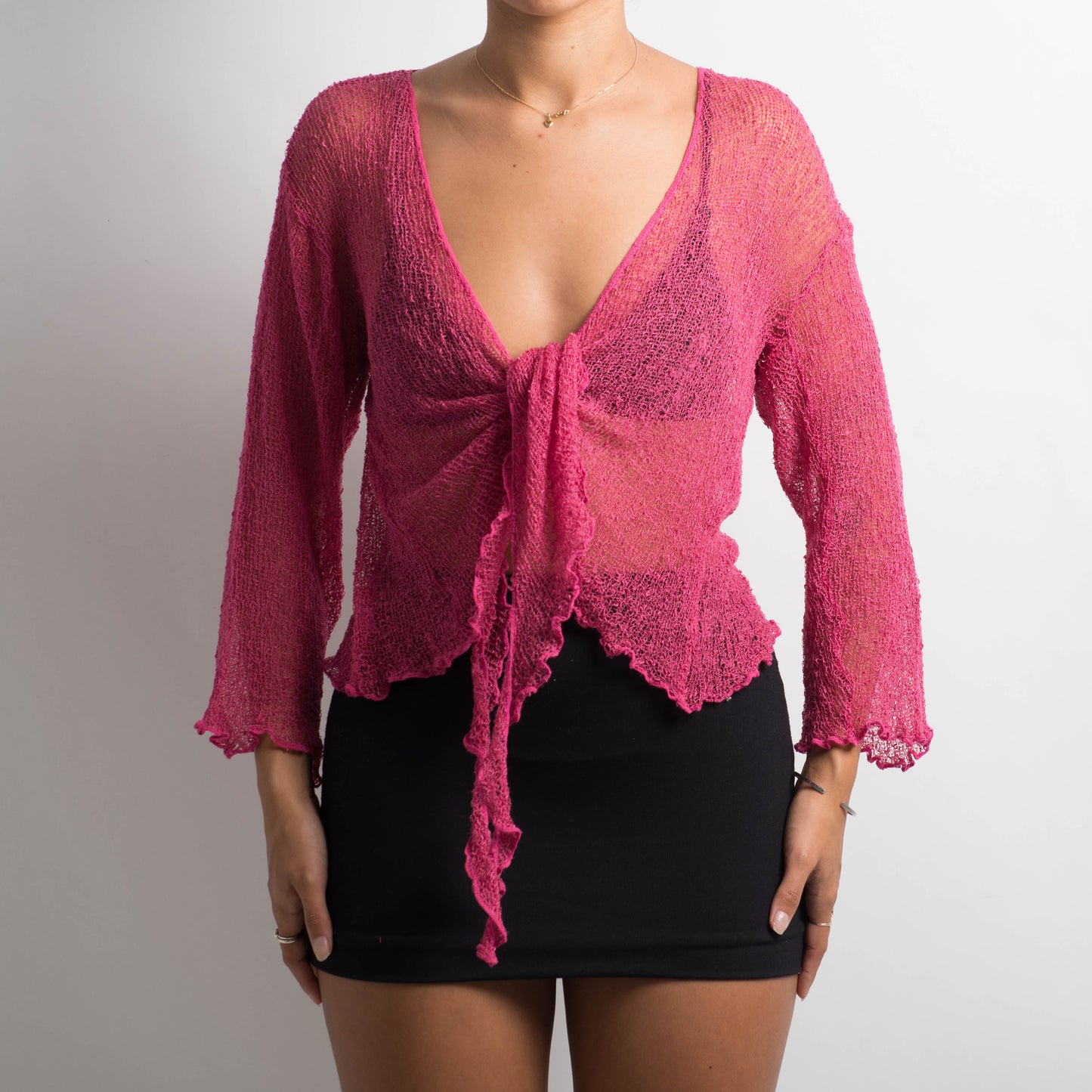 PINK CROCHET WRAP TOP