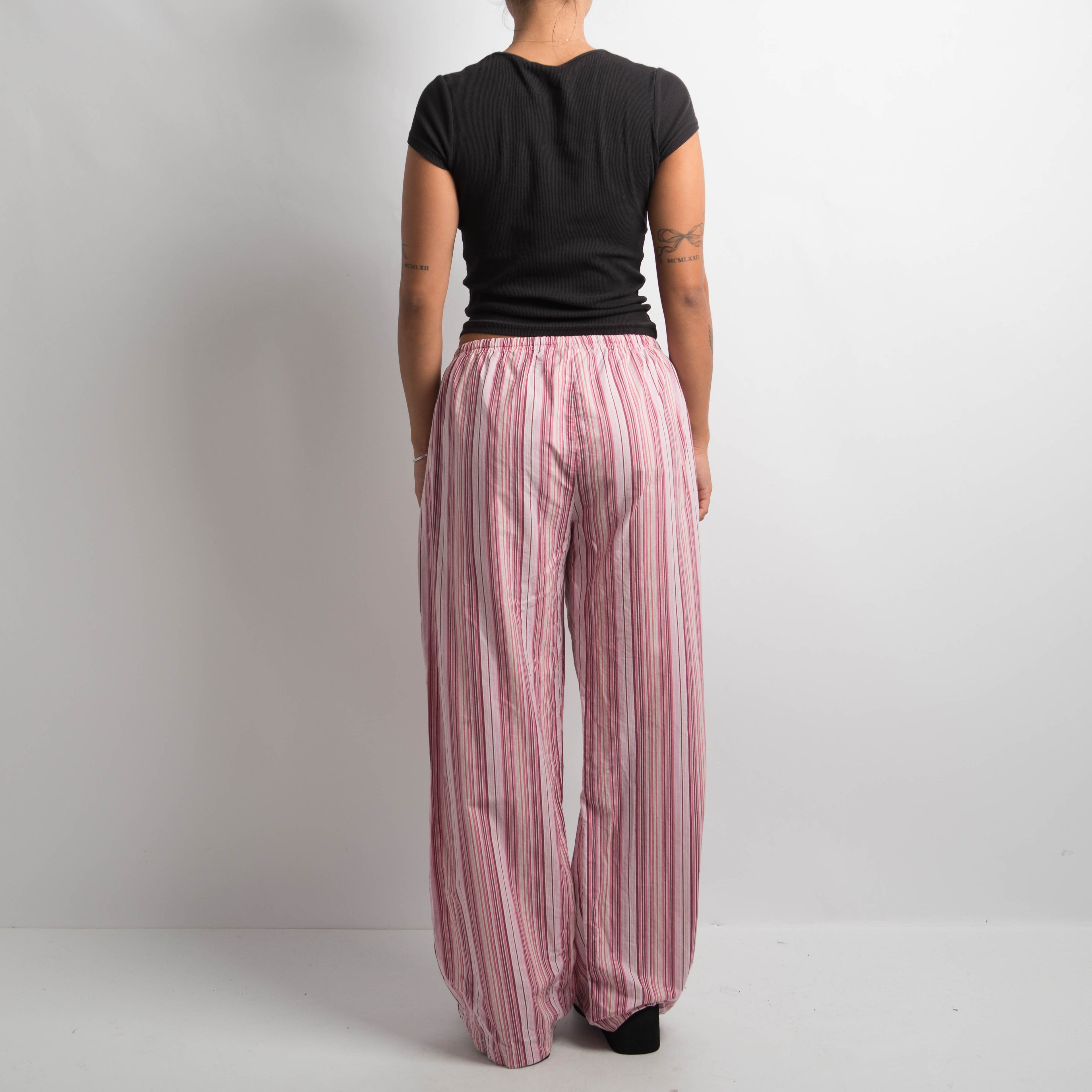 PINK STRIPE DRAWSTRING PANTS
