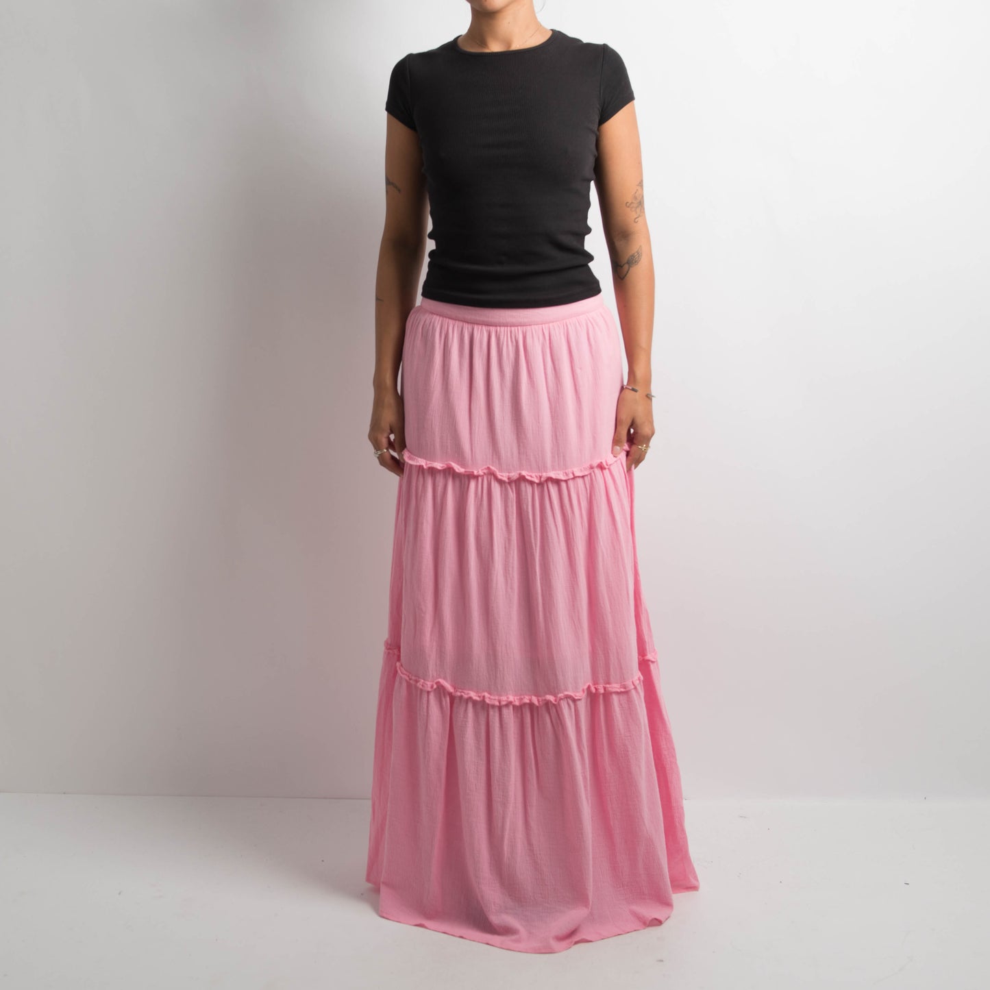 PINK TIERED SKIRT