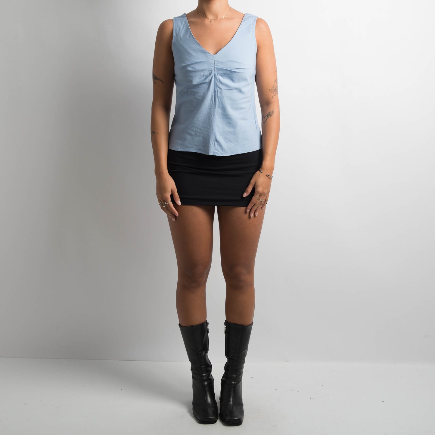 BLUE RUCHED TOP