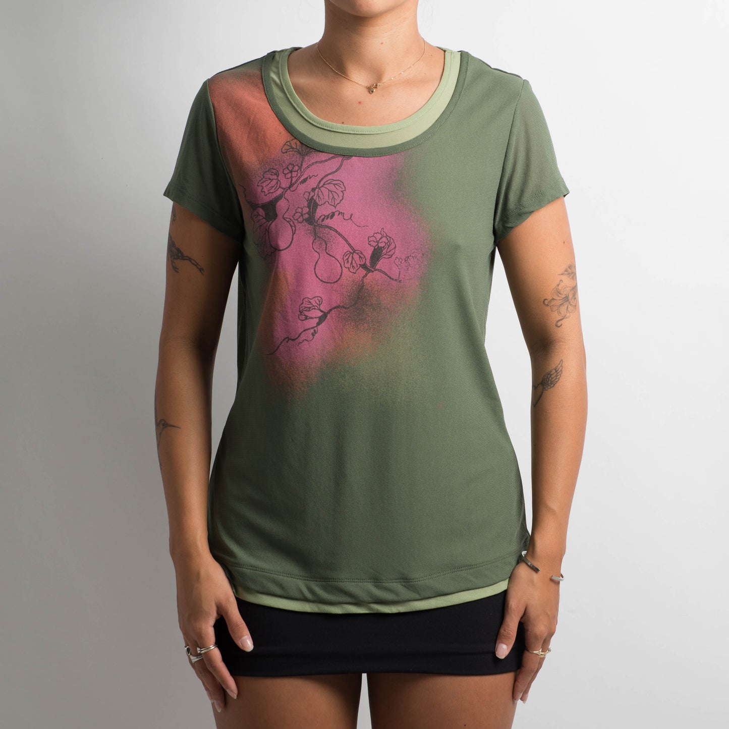 GREEN MESH TOP
