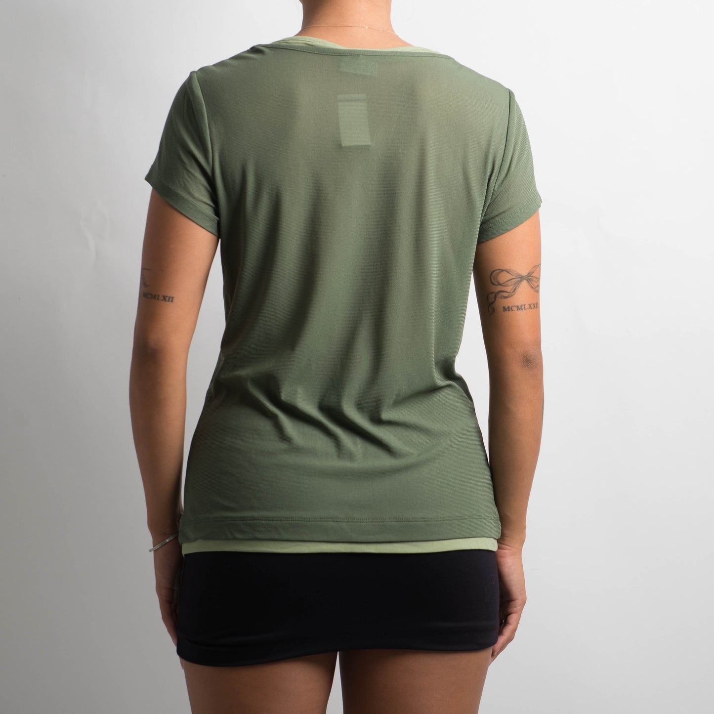 GREEN MESH TOP