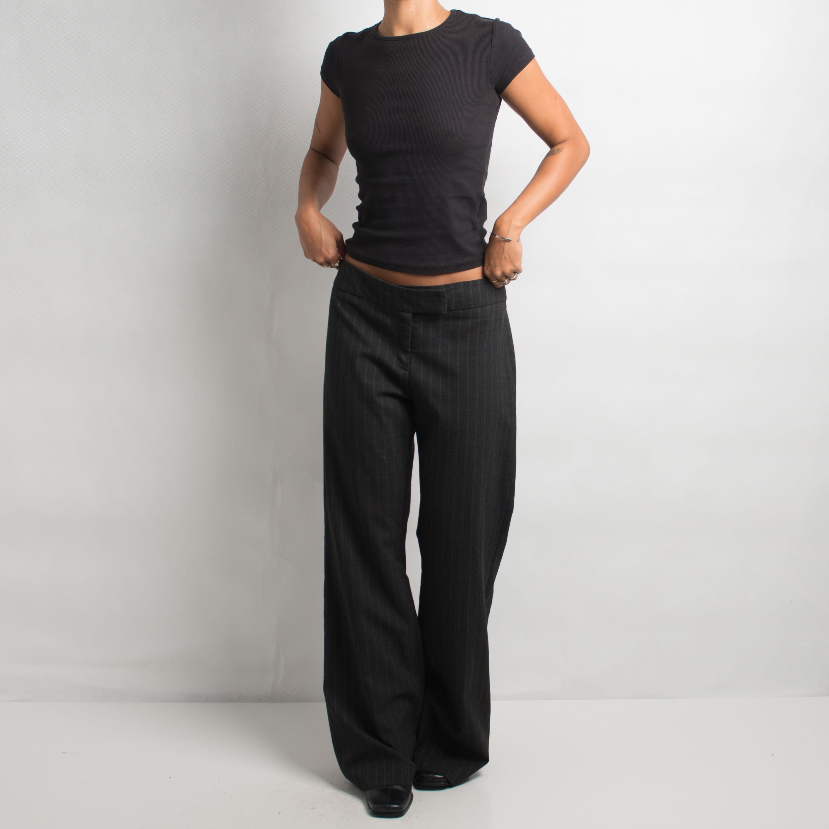 Black Drawstring Bootcut Pants
