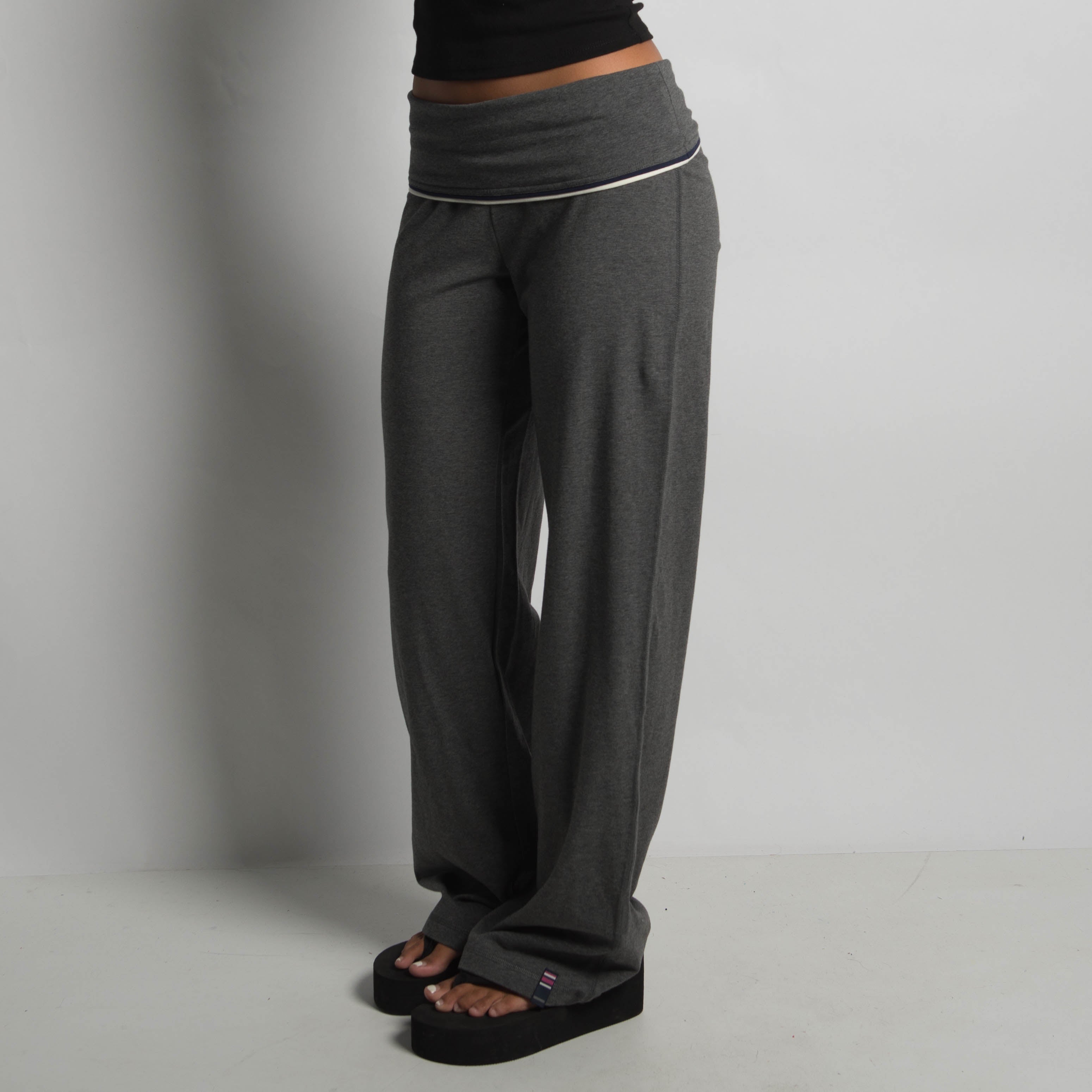 GREY FOLD OVER FLARE PANTS