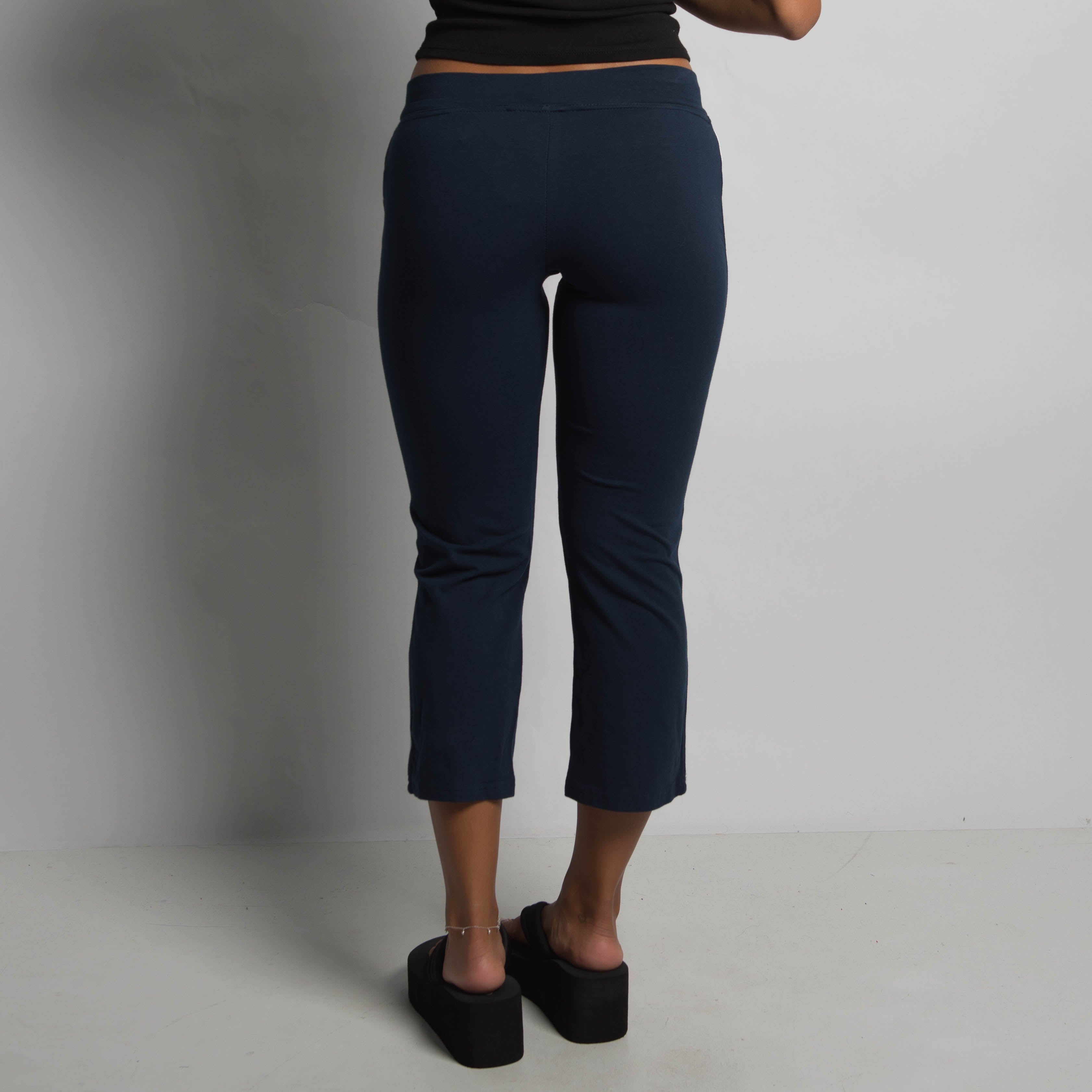 NAVY CROP KICK FLARE PANTS