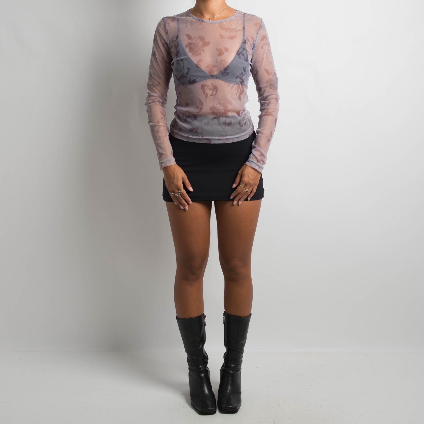 FLORAL MESH LONG SLEEVE
