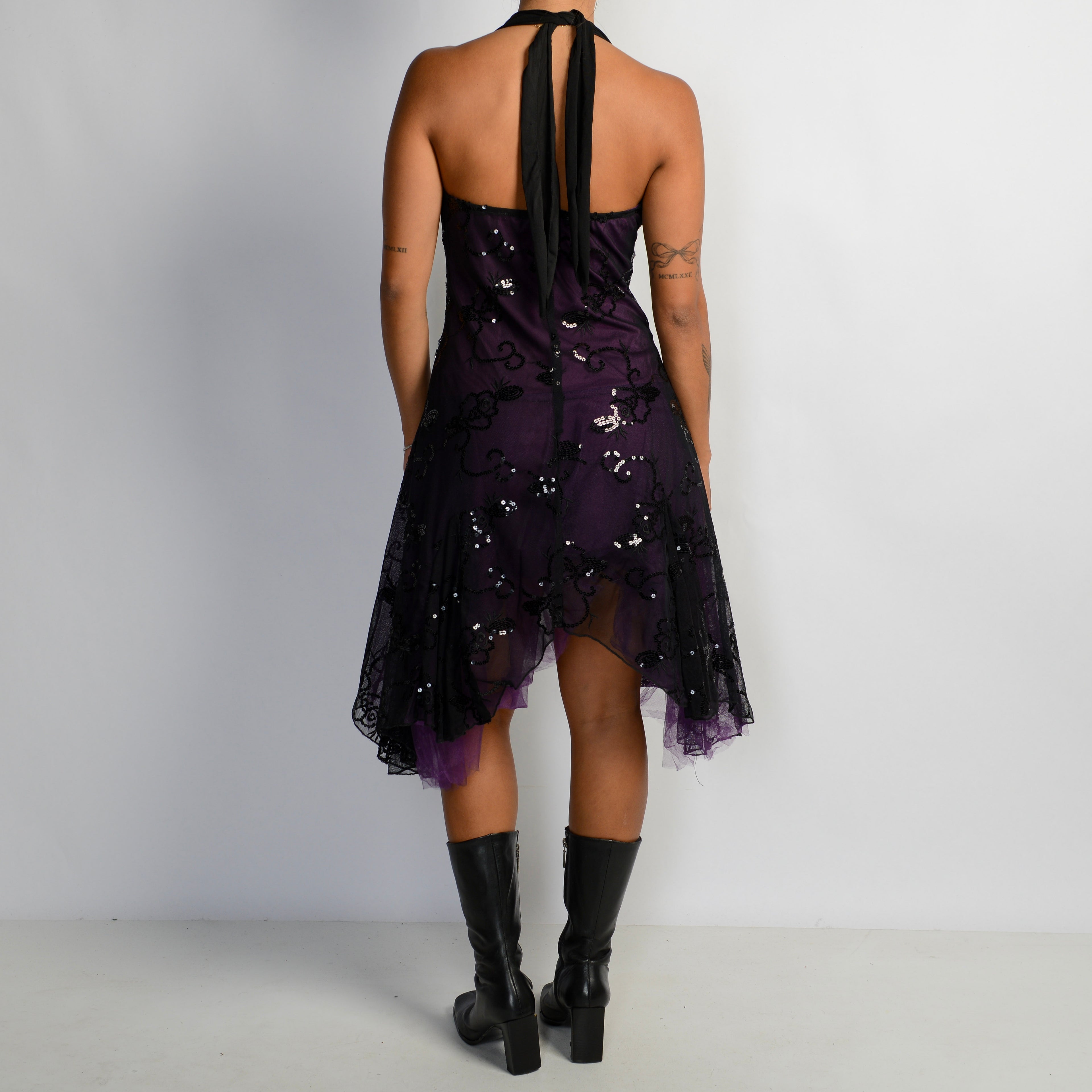 SEQUIN MESH MIDI DRESS