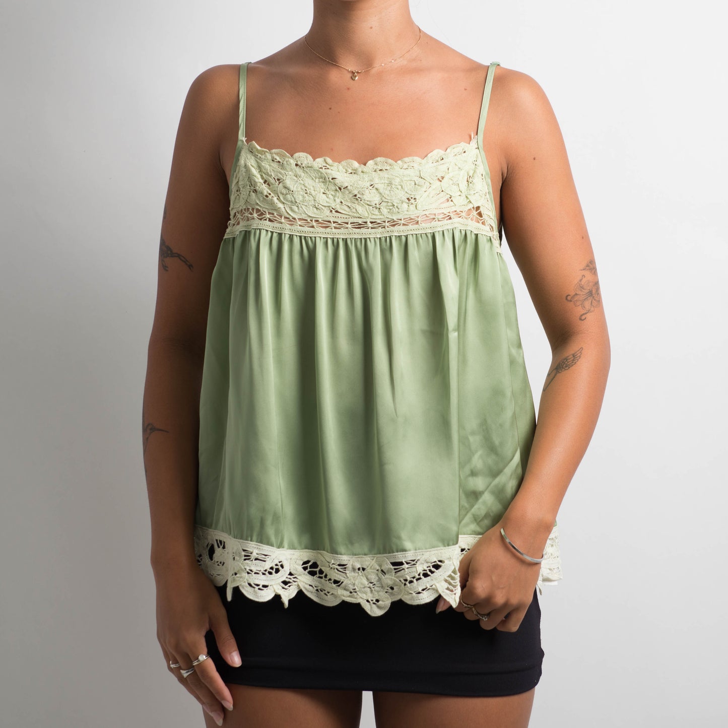 GREEN SATIN CAMISOLE