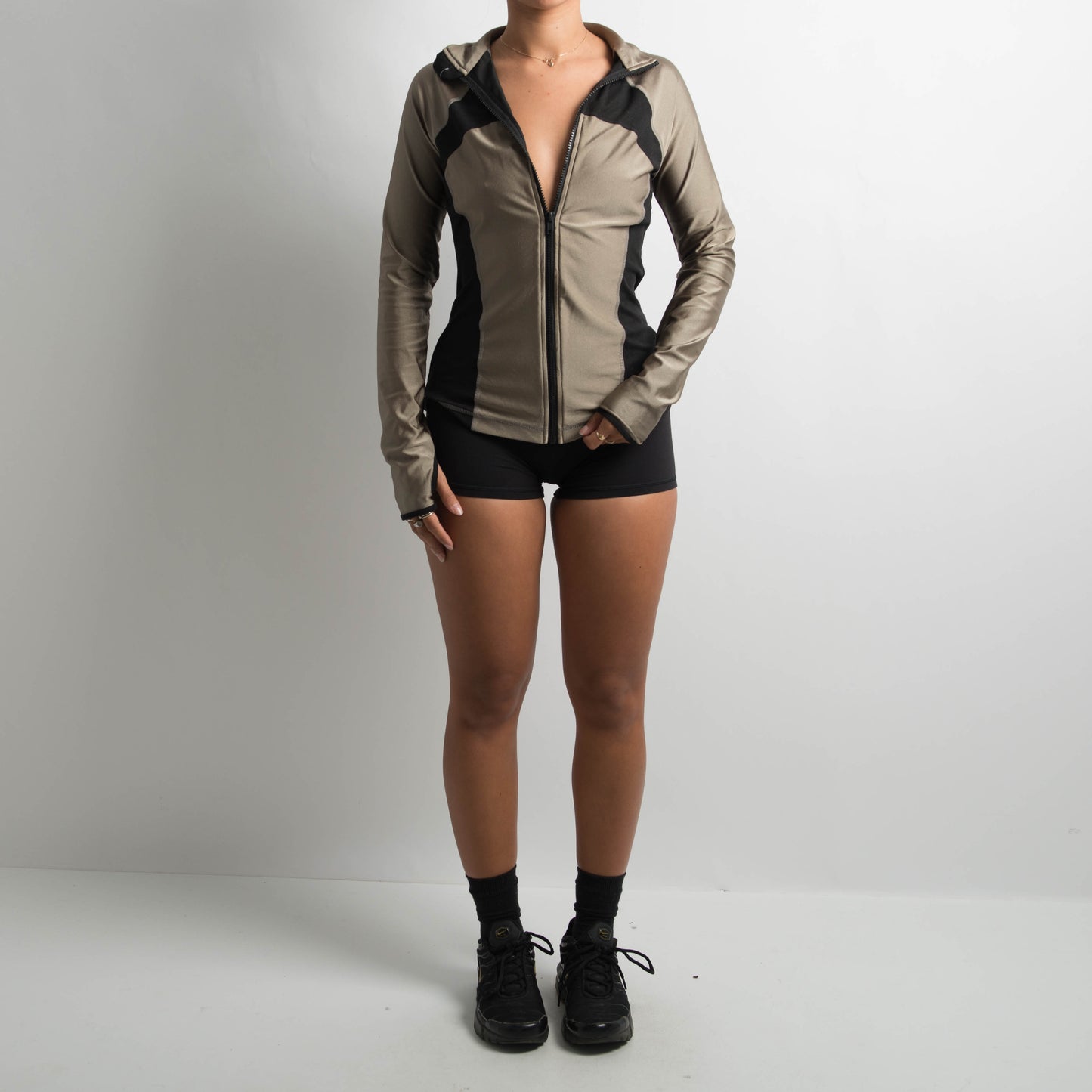 KHAKI NYLON ZIP JACKET