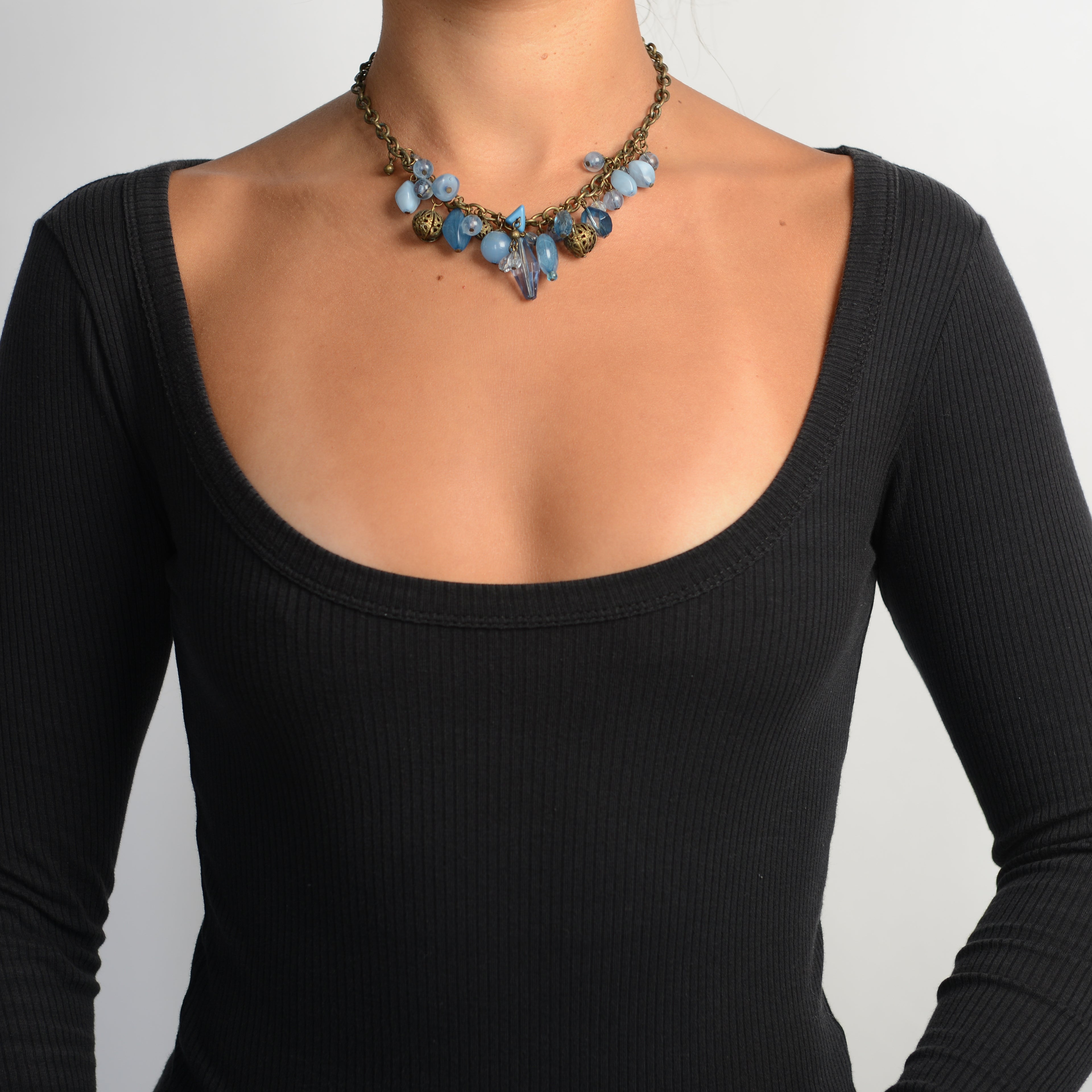 BLUE BEADED NECKLACE