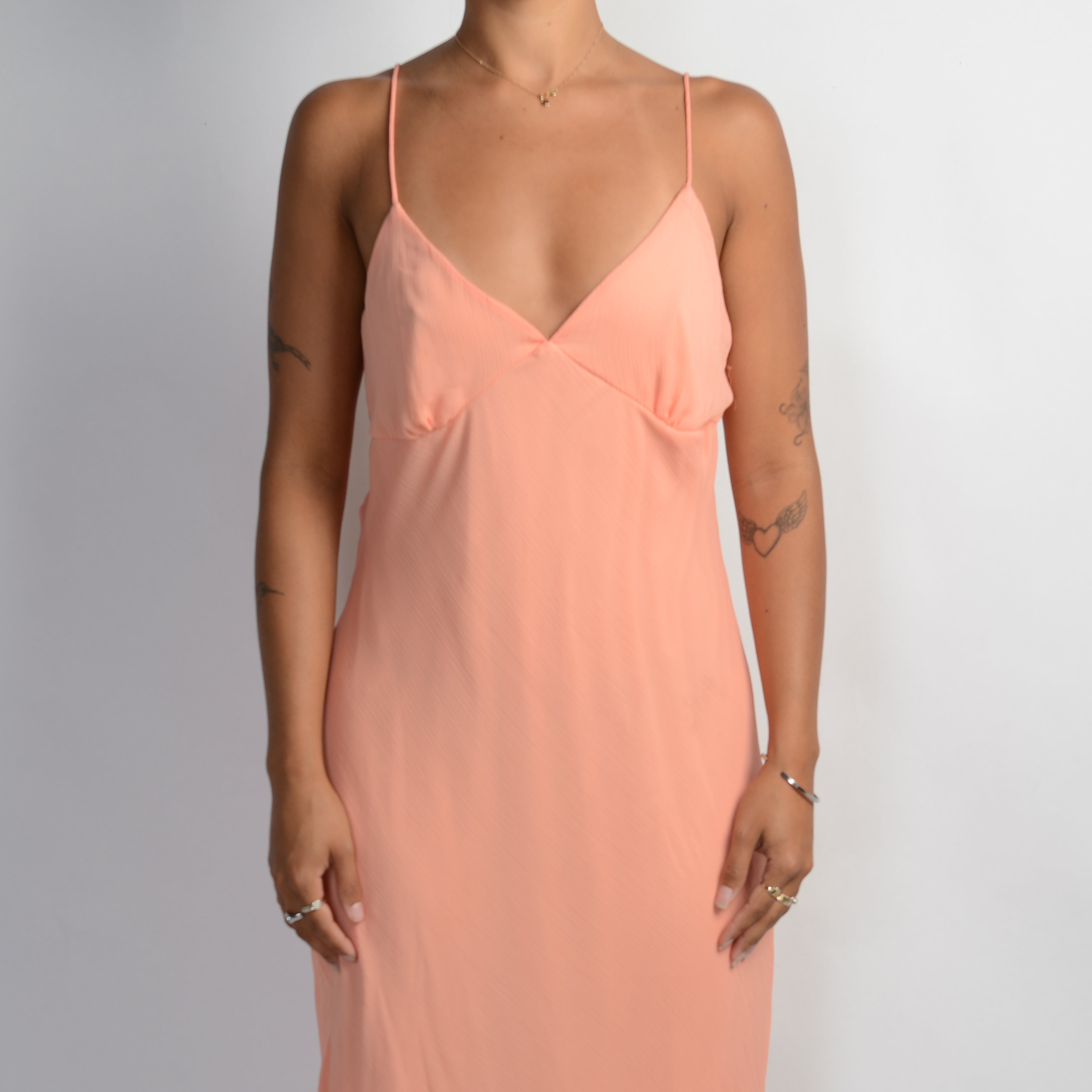 APRICOT SLIP MIDI DRESS