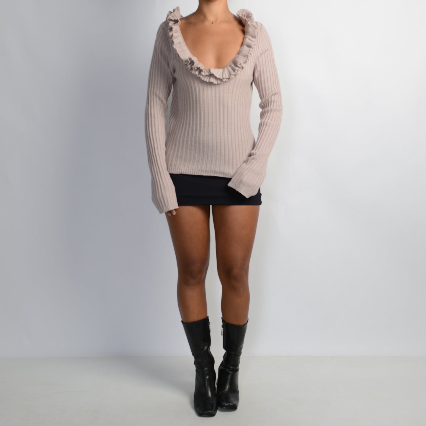 PINK WOOL RIB TOP