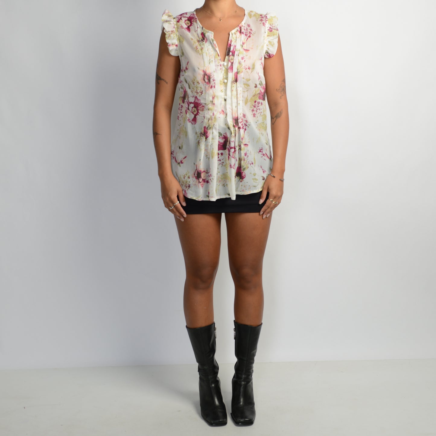SHEER FLORAL BLOUSE