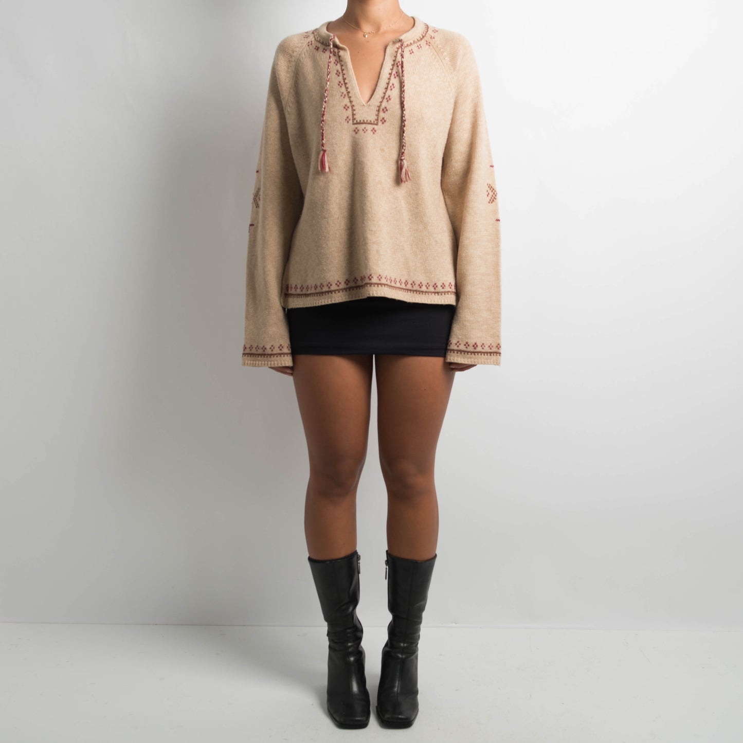 TAN BOHO KNIT SWEATER