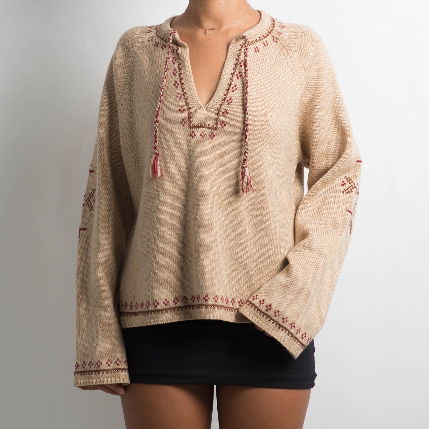 TAN BOHO KNIT SWEATER