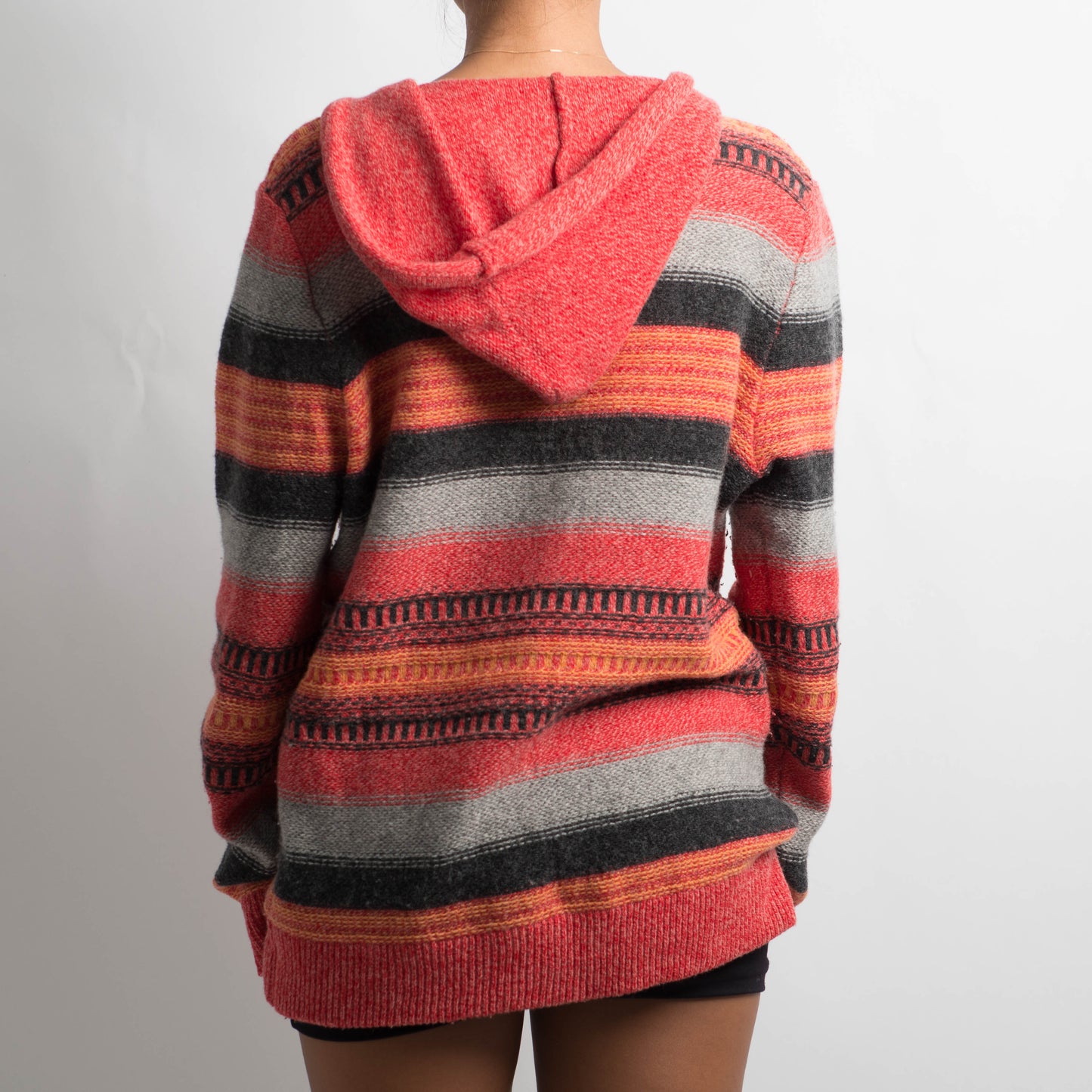 STRIPED WOOL ZIP CARDIGAN