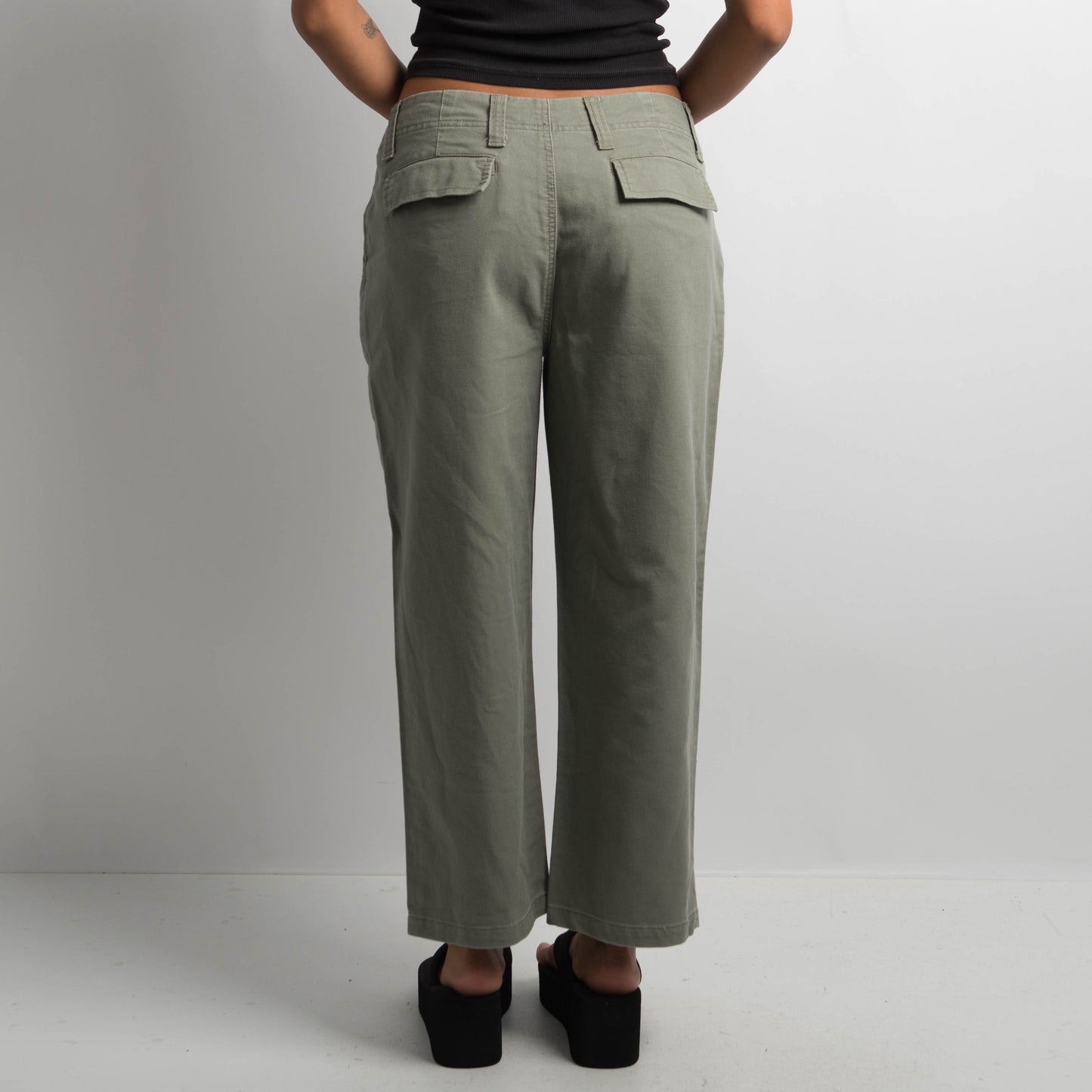 GREEN COTTON DENIM PANTS