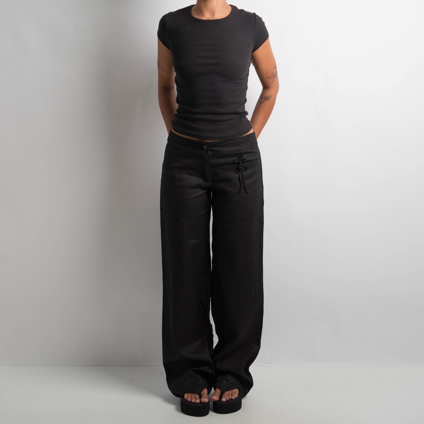 BLACK LINEN TROUSERS