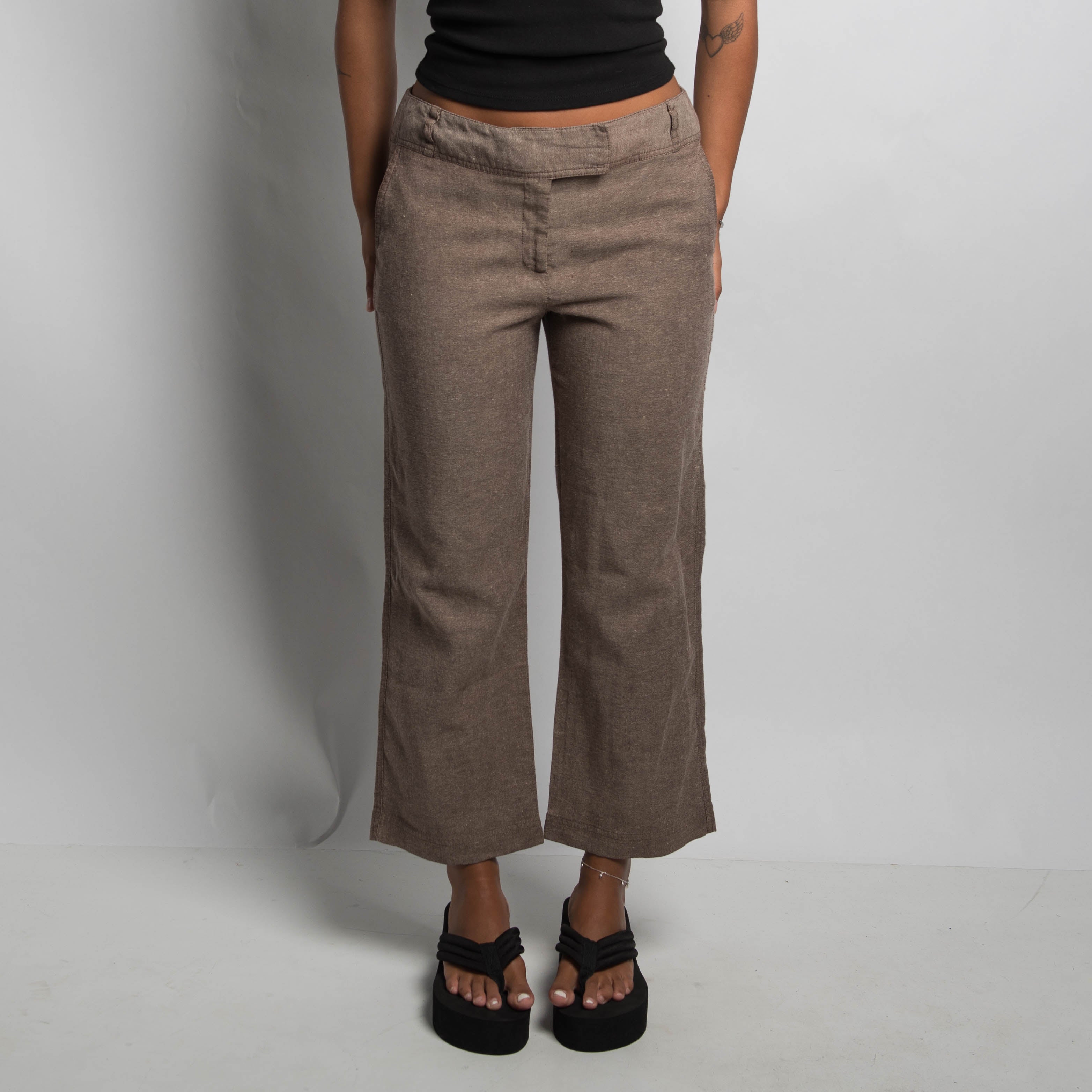 BROWN CROP TROUSERS