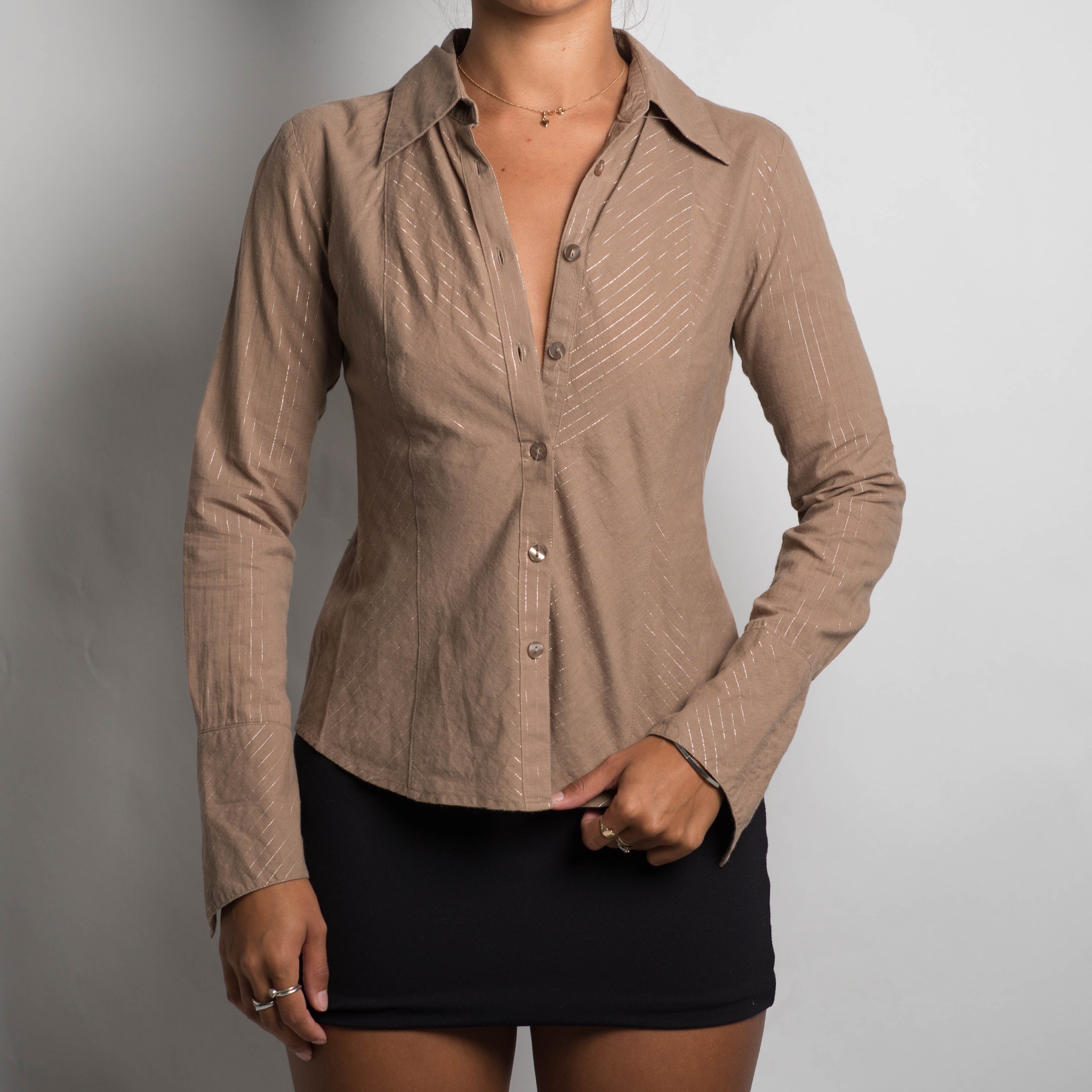 BROWN STRIPE BLOUSE