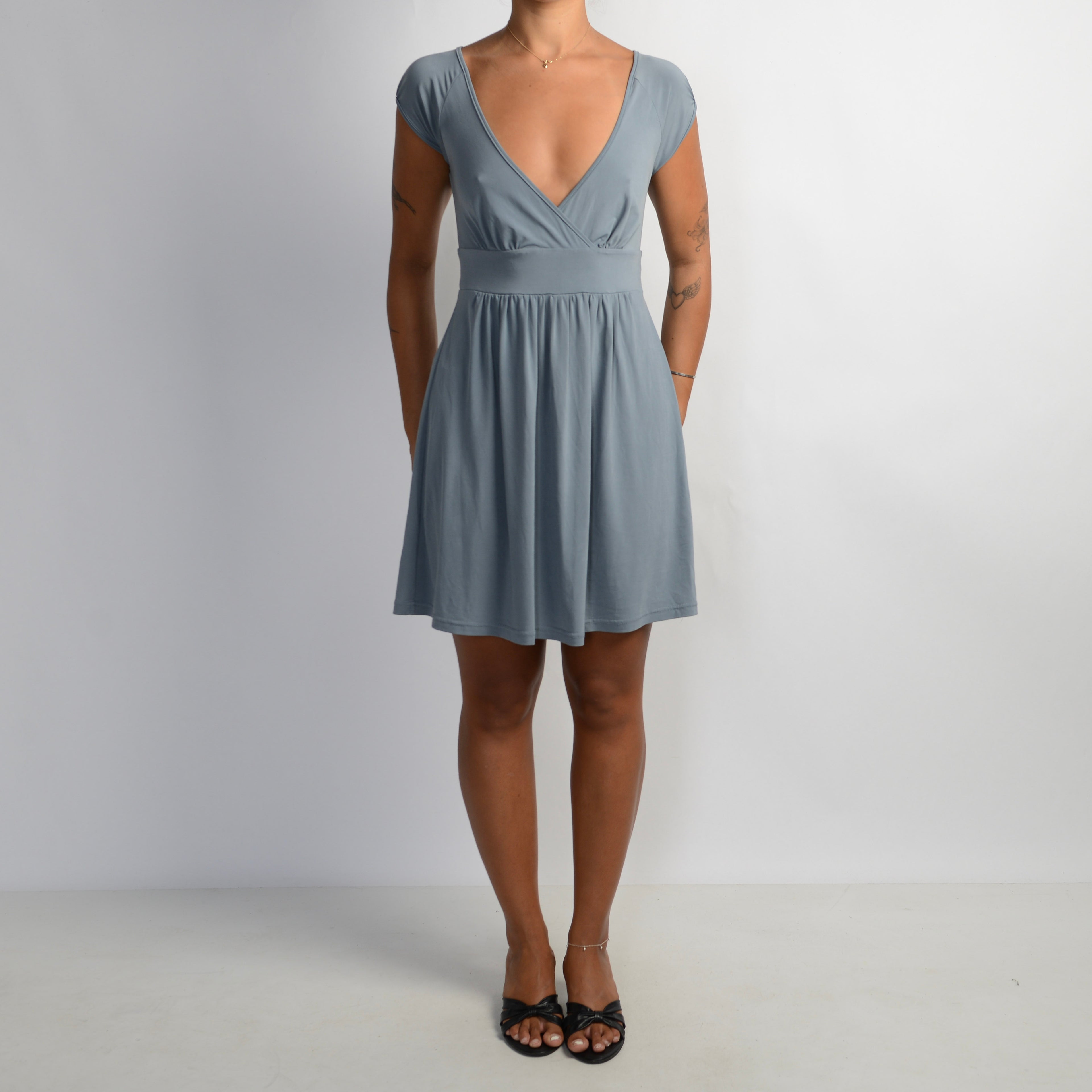 GREY BLUE SLINKY DRESS