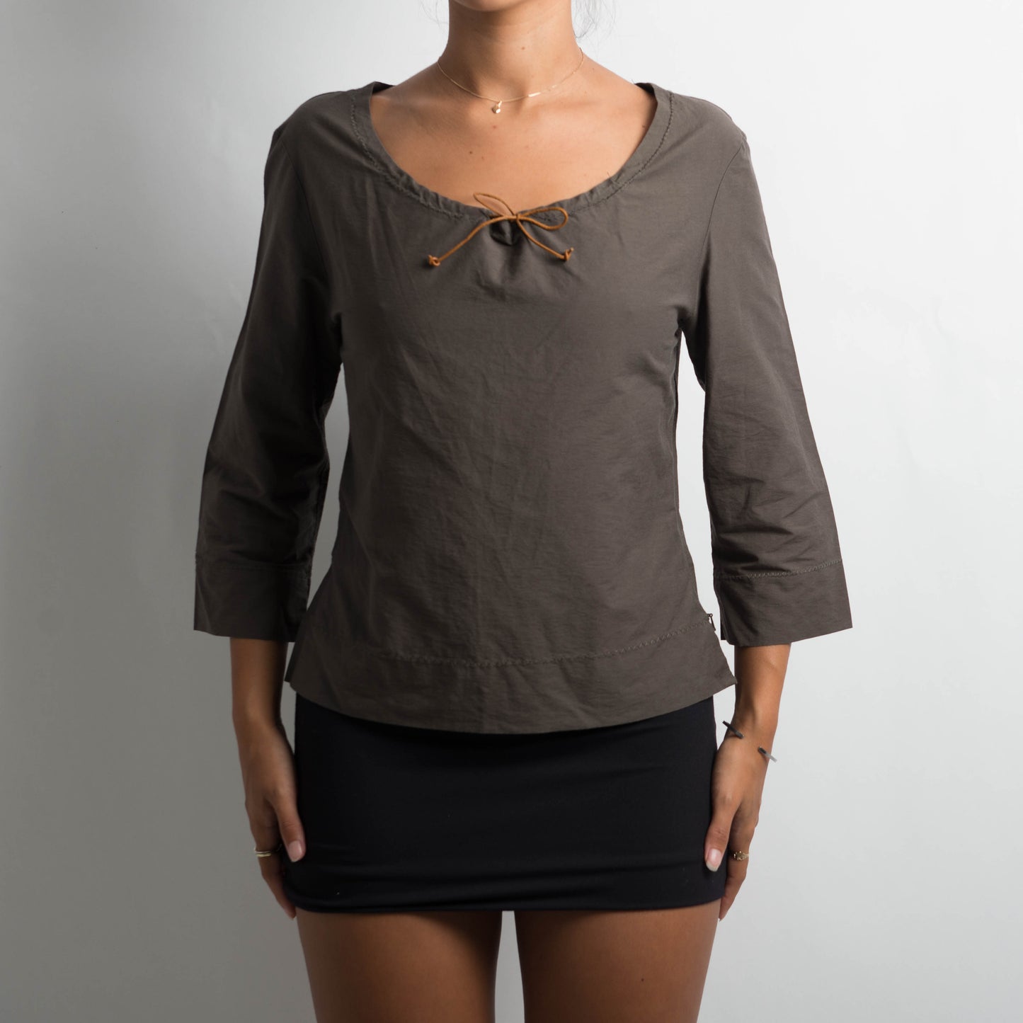 KHAKI DRAWSTRING TOP