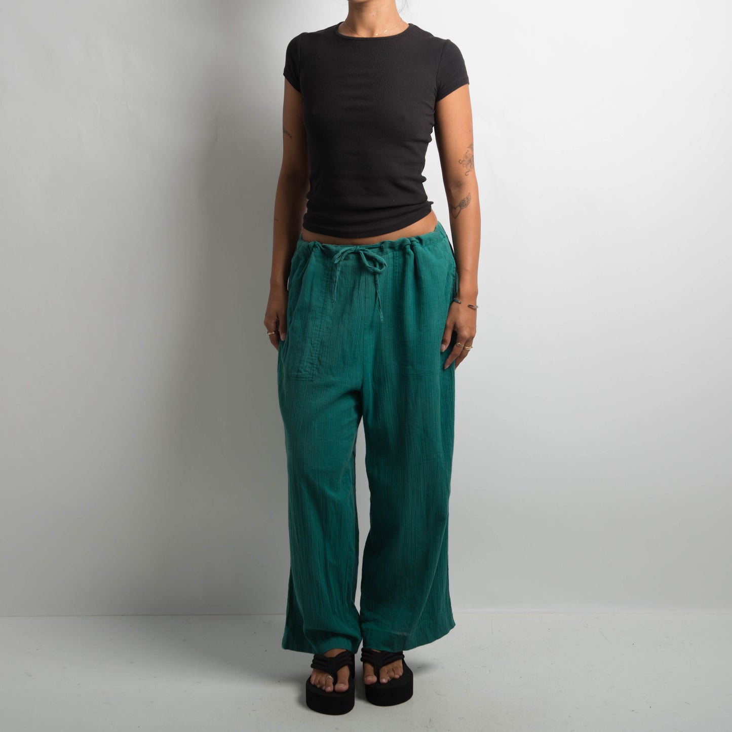 TURQUOISE COTTON PANTS