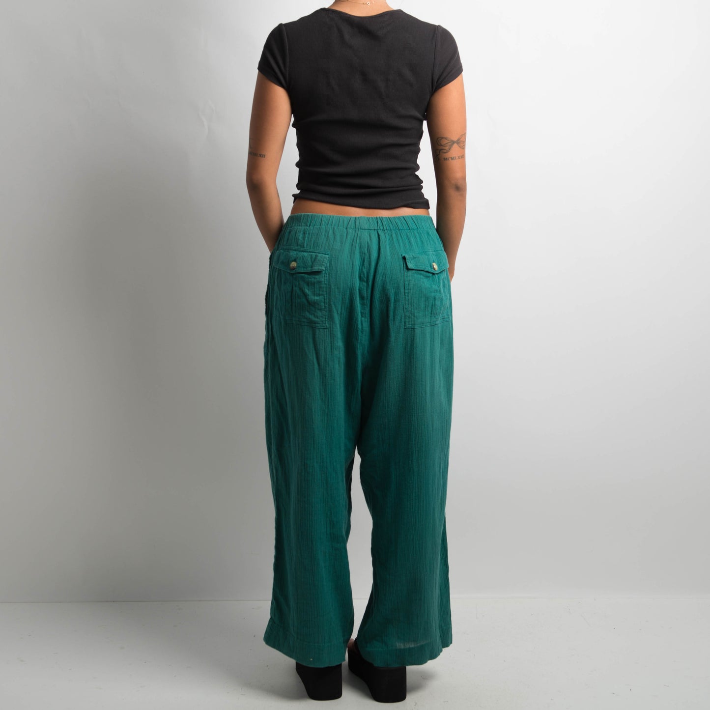 TURQUOISE COTTON PANTS