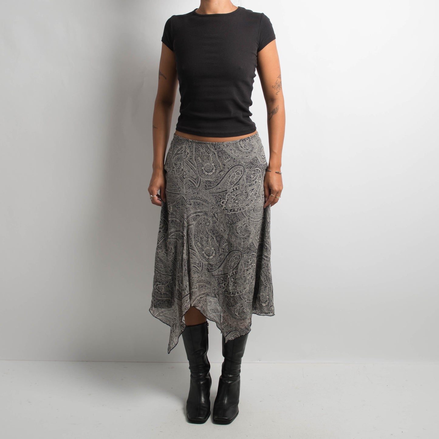 SILK PATTERNED MIDI SKIRT