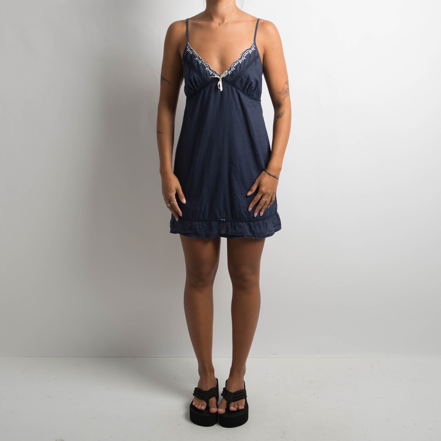 NAVY COTTON CHEMISE