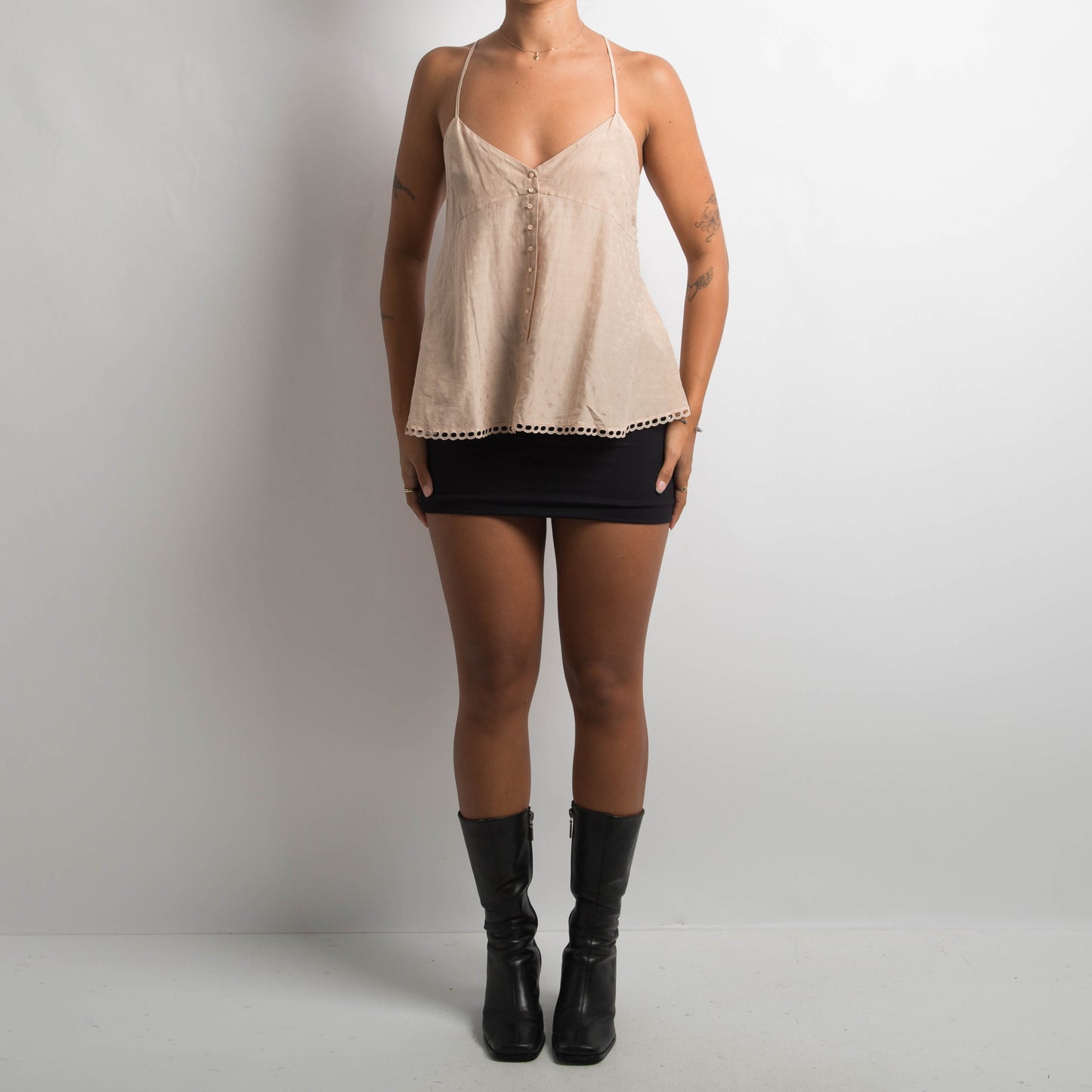 BEIGE BABYDOLL TOP