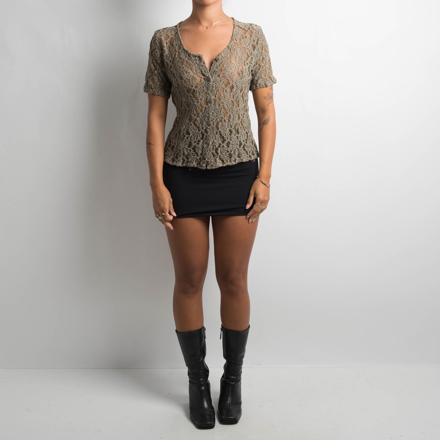 KHAKI LACE TOP