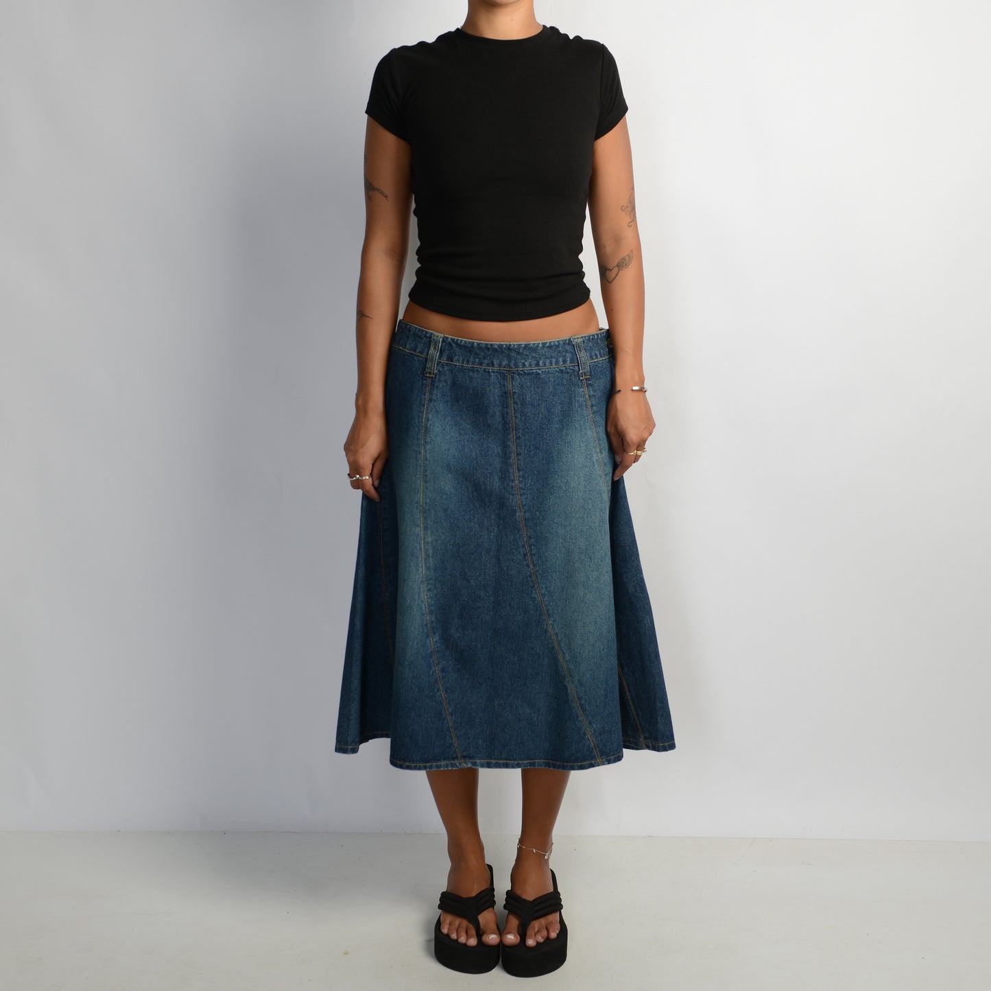 A-LINE DENIM MIDI SKIRT