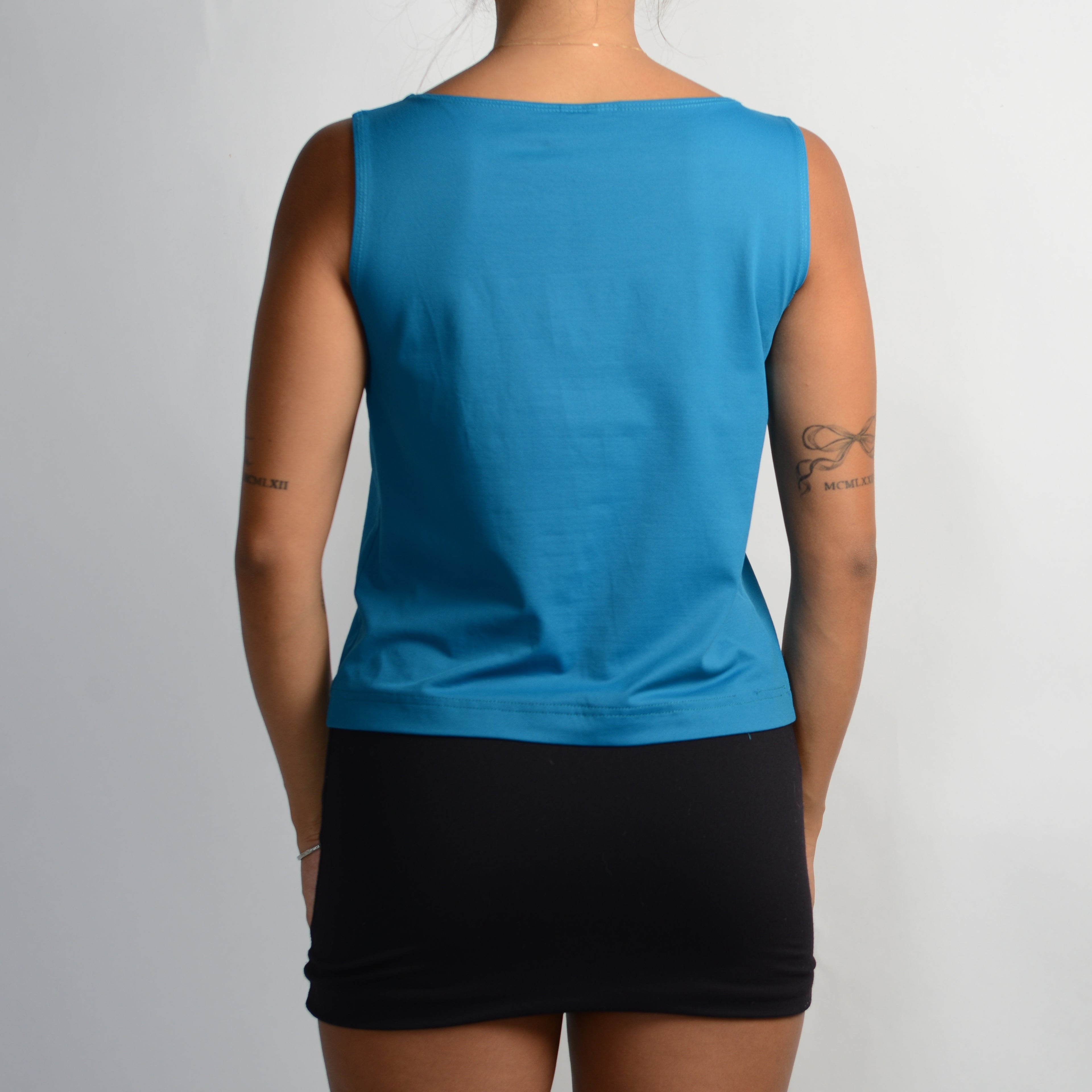 TURQOUISE BOAT NECK TOP