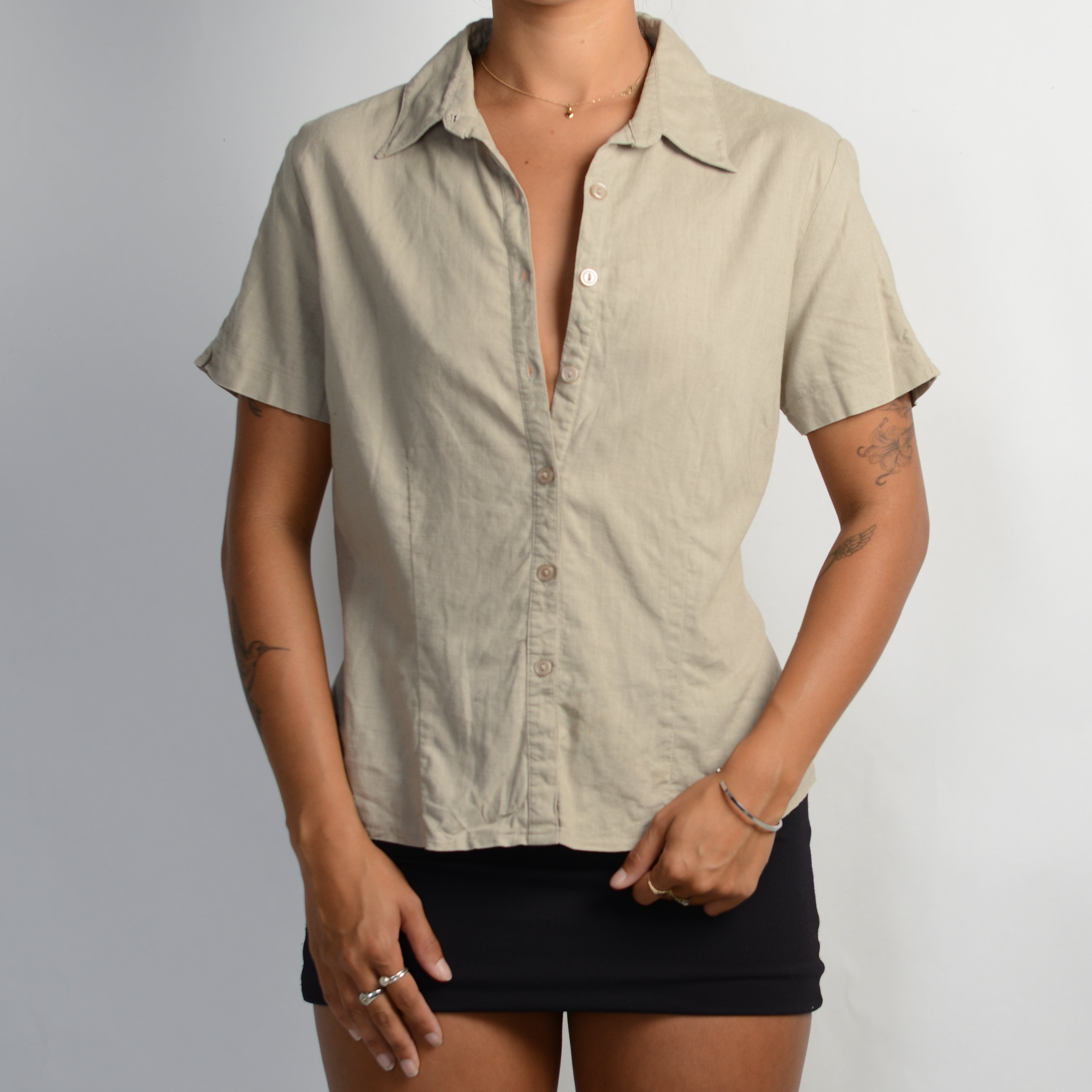 BEIGE LINEN BLOUSE