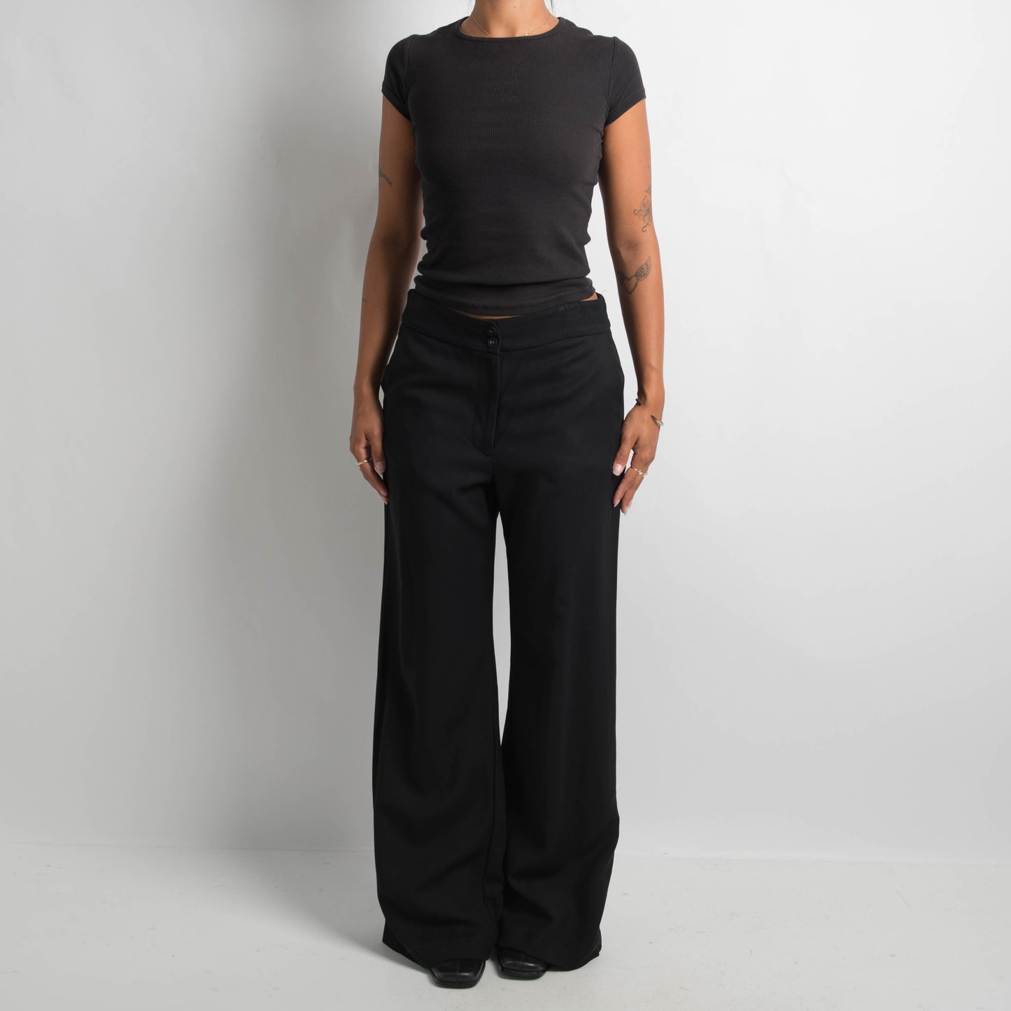 BLACK WIDE LEG PANTS