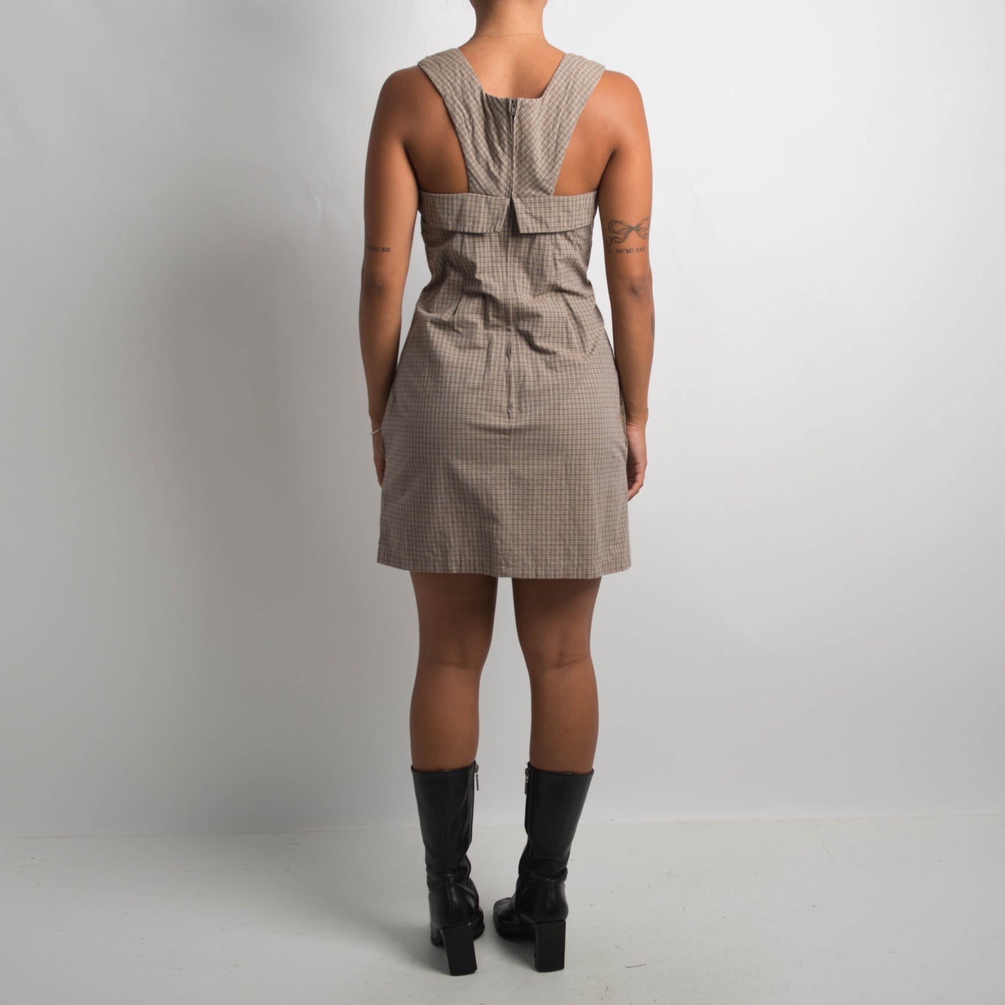 BEIGE PLAID DRESS